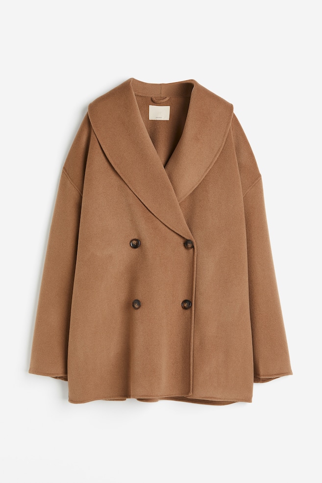 Oversized wool-blend coat - Camel/Dark grey marl - 2
