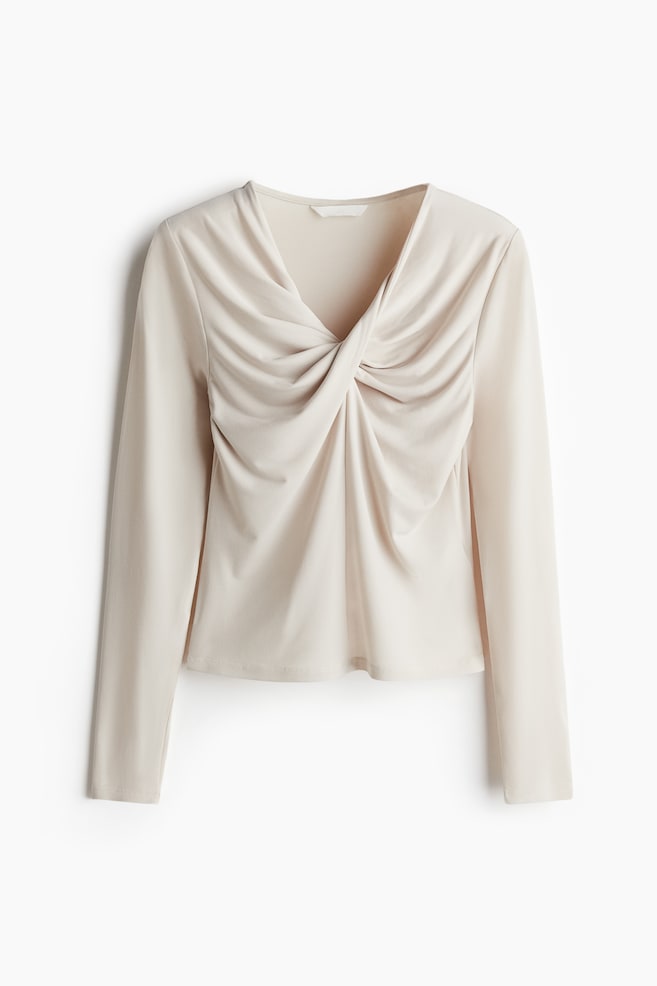 Shirt mit Twistdetail - Hellbeige/Grau/Weinrot - 1