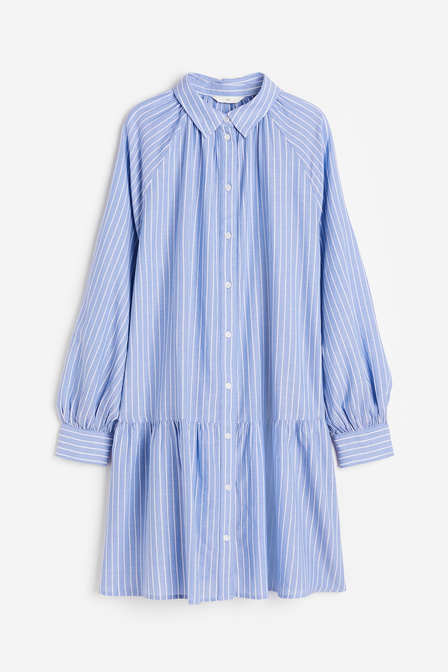 Shirt Dress - Light blue/Stripe/Black/Leaves - 1