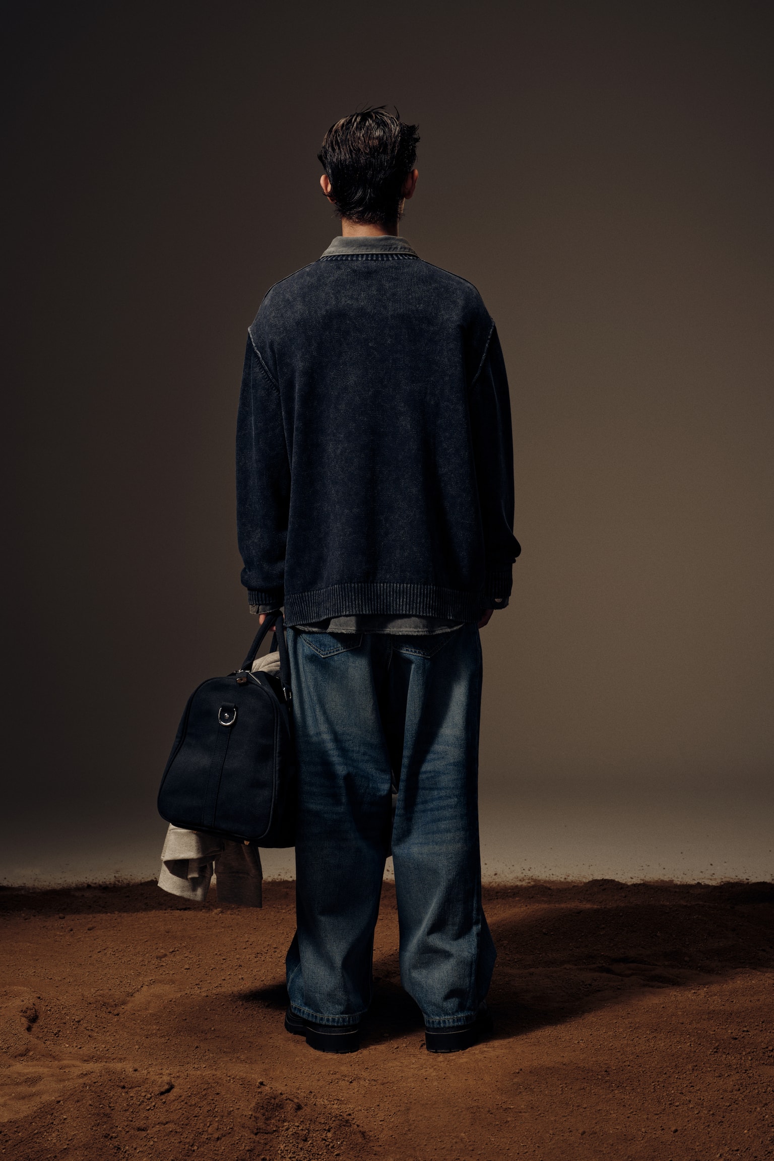 니트 스웨터 루즈핏 - 블랙/브라운 - 7