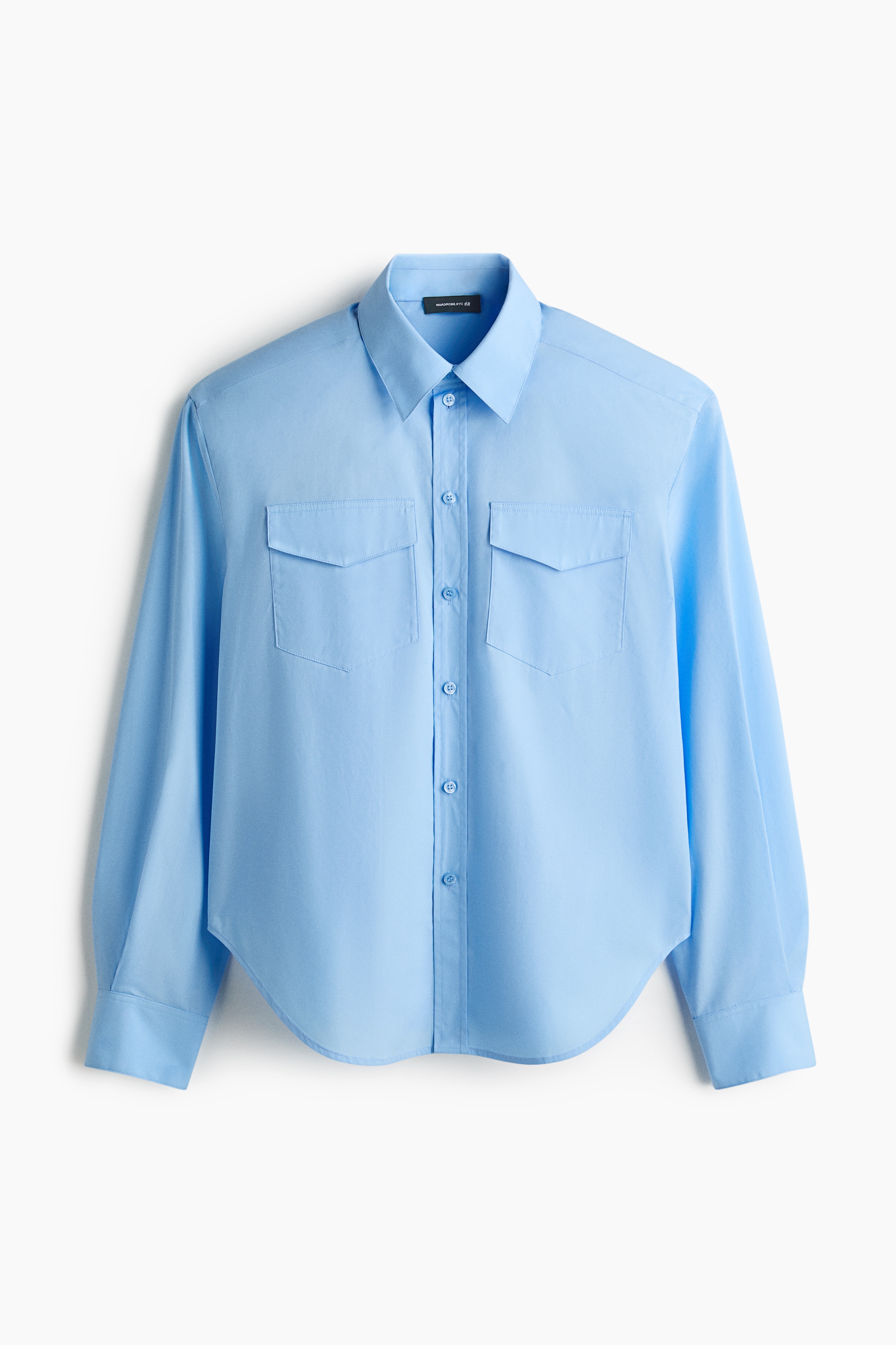 Camisa con hombreras en popelina - Azul claro