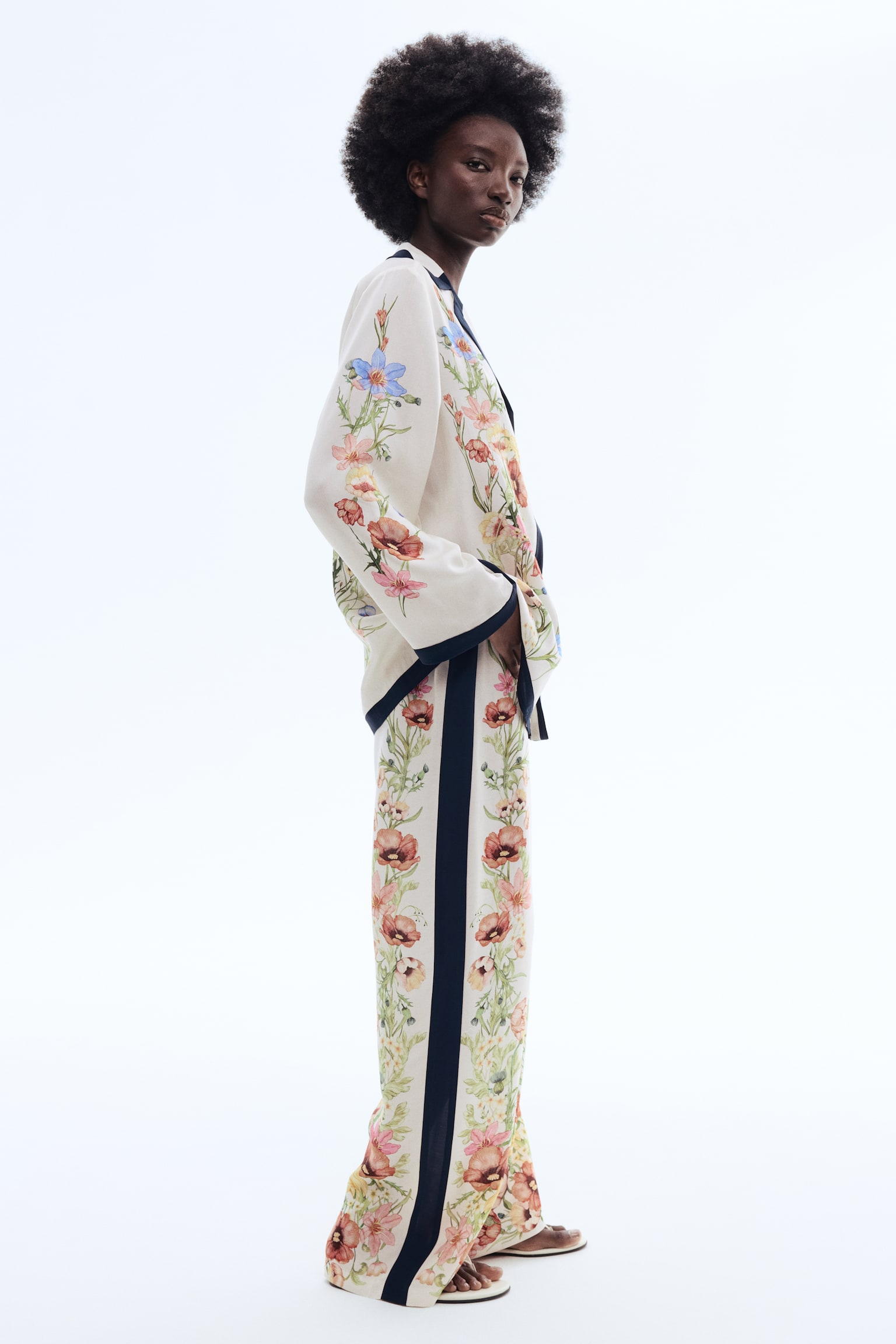 Printed Lyocell Pants - Cream/floral - 2