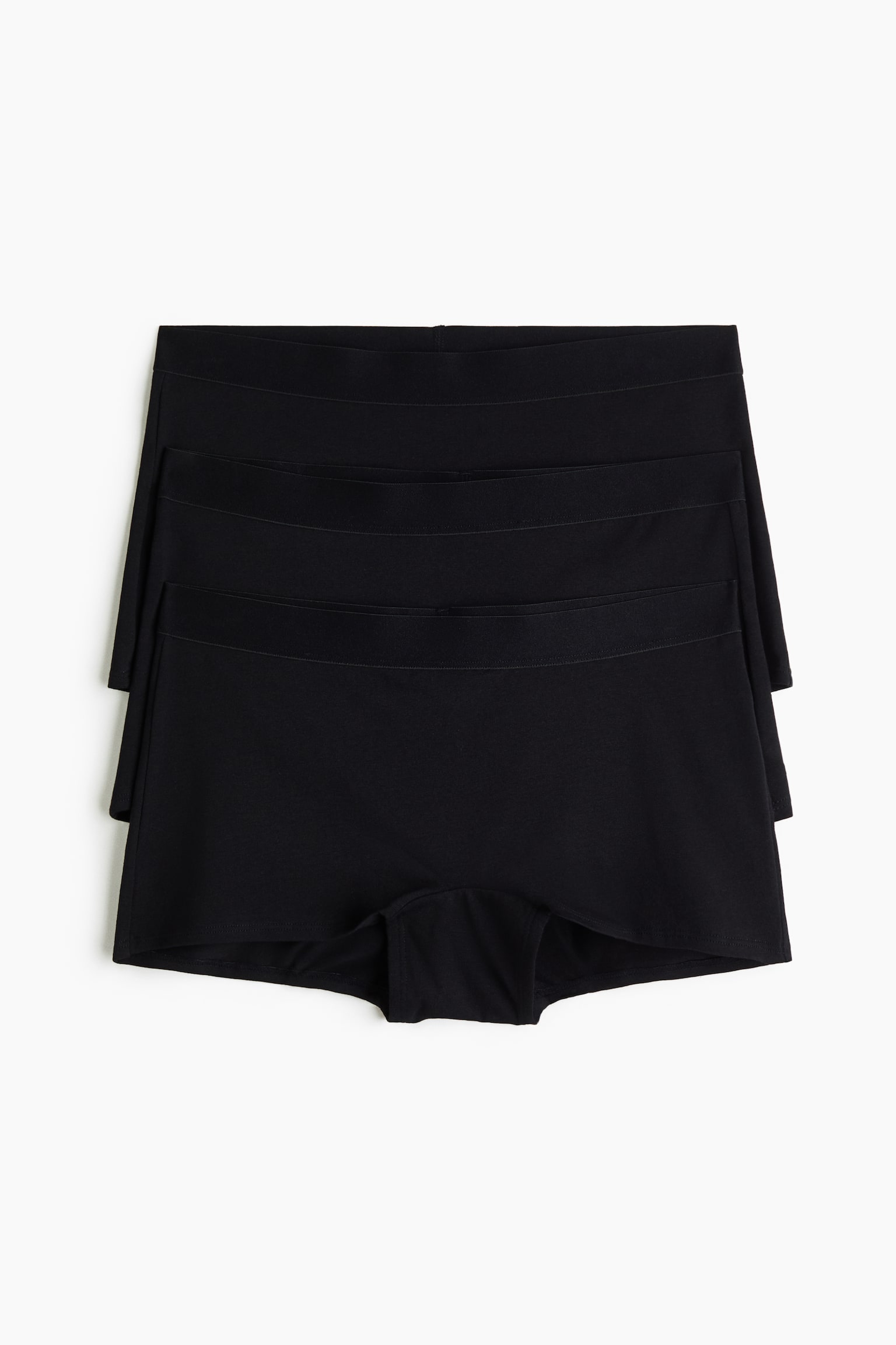 Женские хлопковые боксеры H&M, 3 шт, цвет: Чёрный — фото 1