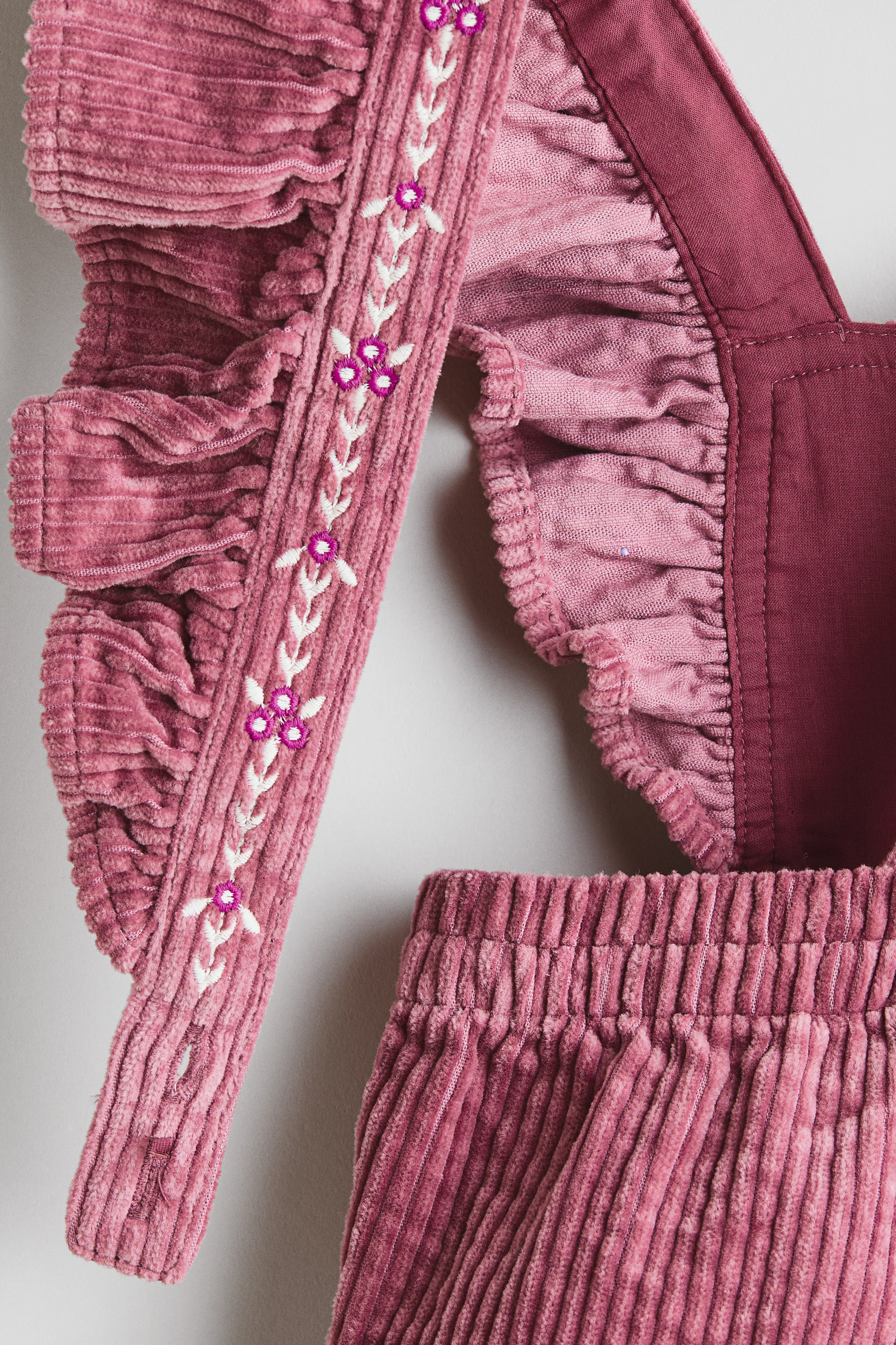 Embroidered-Detail Cotton Overalls