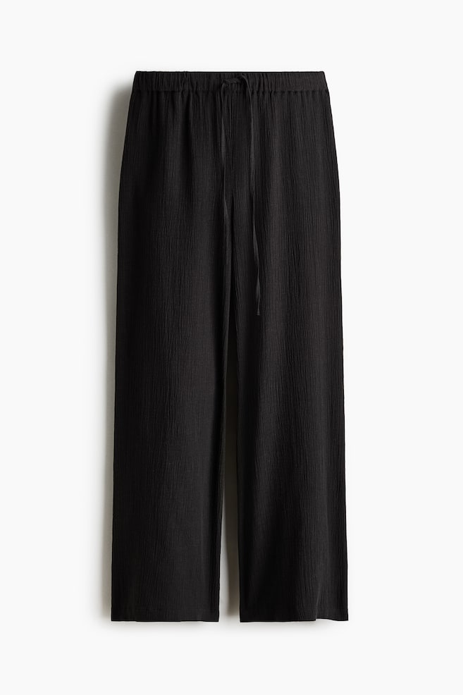 Linen-blend drawstring trousers - Charcoal grey/Cream/Mustard yellow - 1
