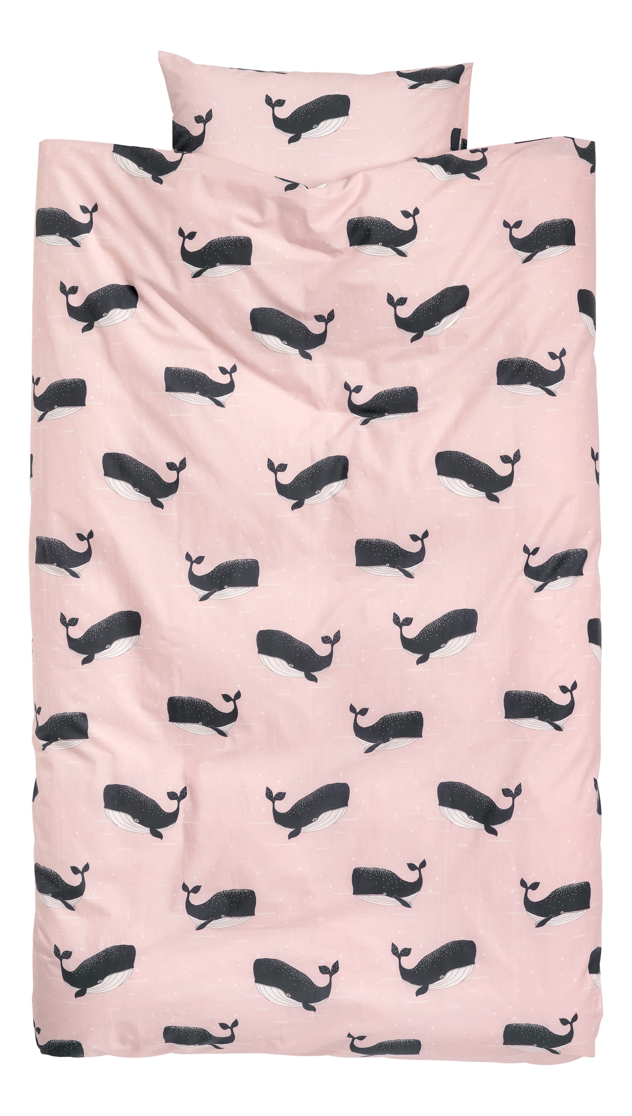 Grotere afbeelding bekijken: Dekbedset met dessin - Roze/walvissen - HOME | H&M NL 1