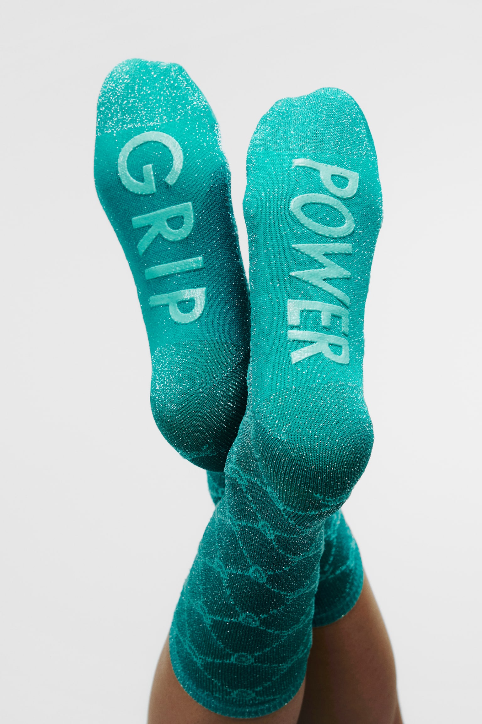 Glittery Non-Slip Socks - Light turquoise