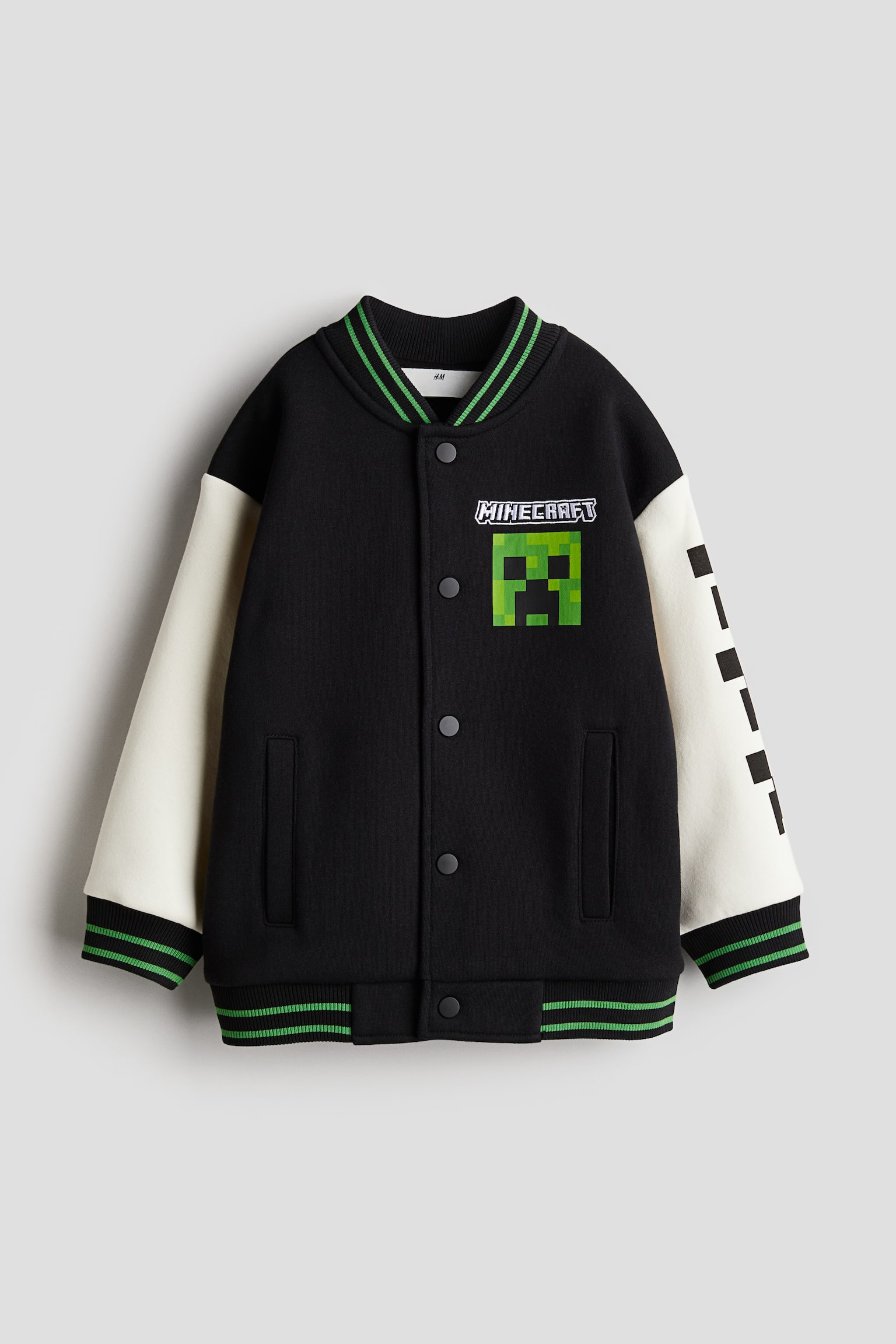 Oversized printed baseball jacket - Black/Minecraft - 1