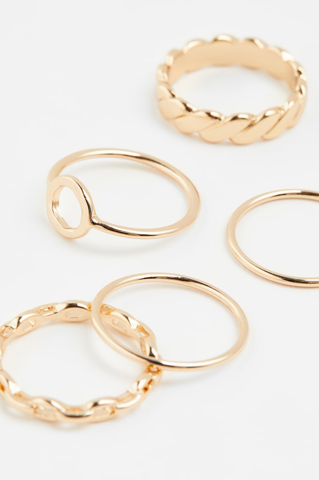 5-pack rings - Gold-coloured/Silver-coloured - 2