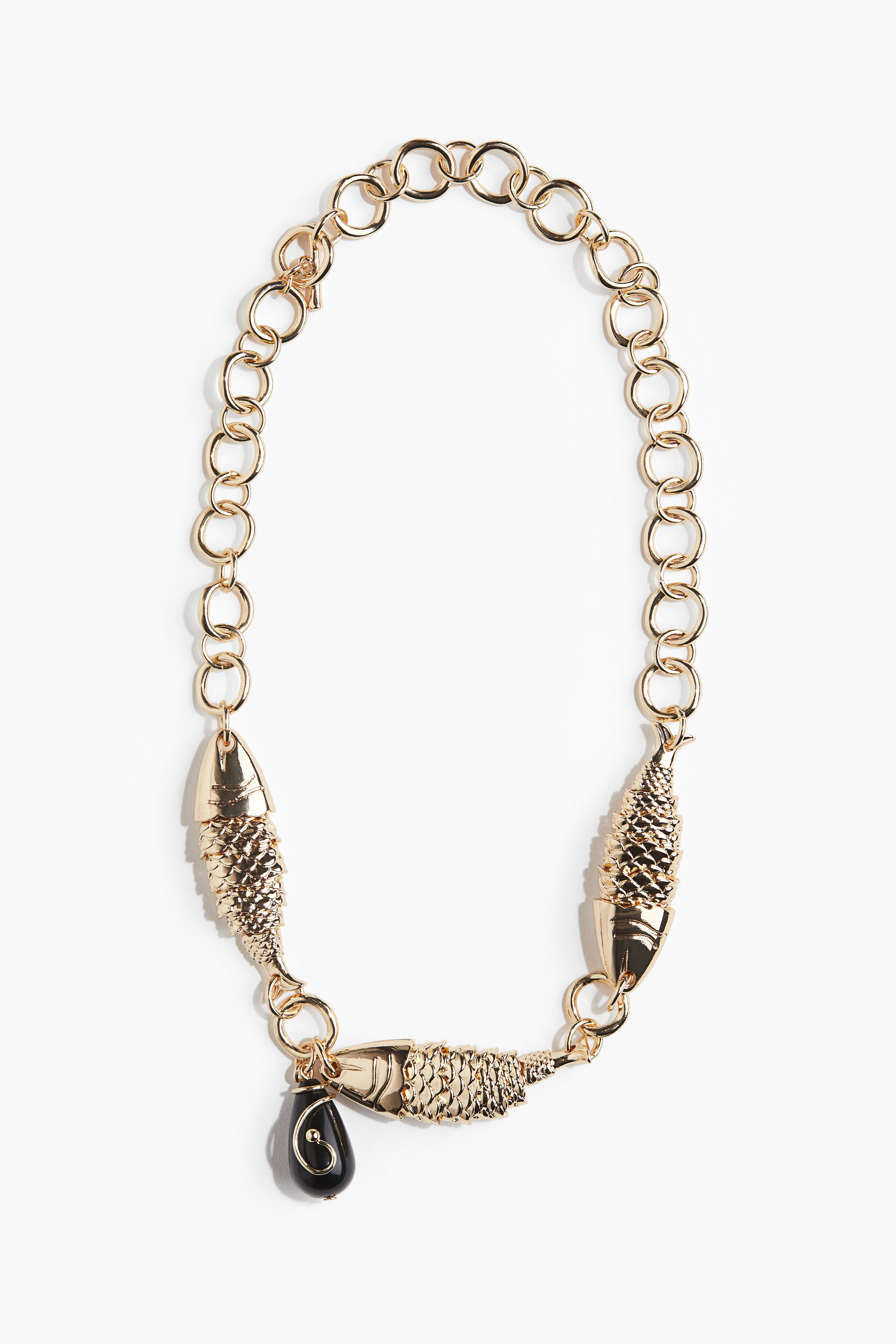 Halsketting met vissen - Goudkleurig/zwart