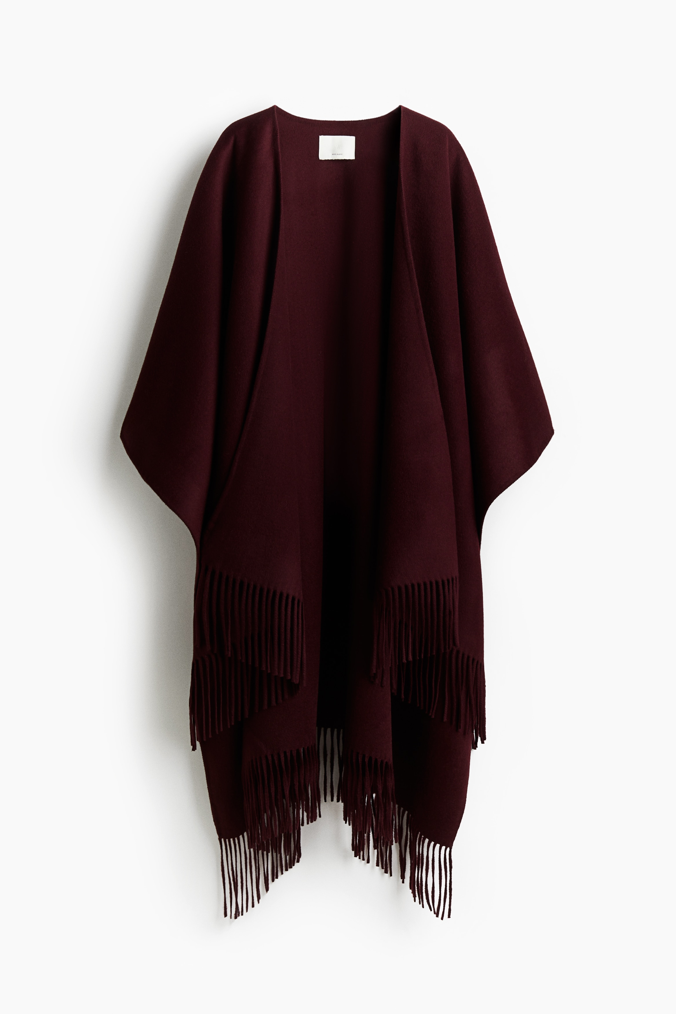 Handmade wool-blend cape - Burgundy