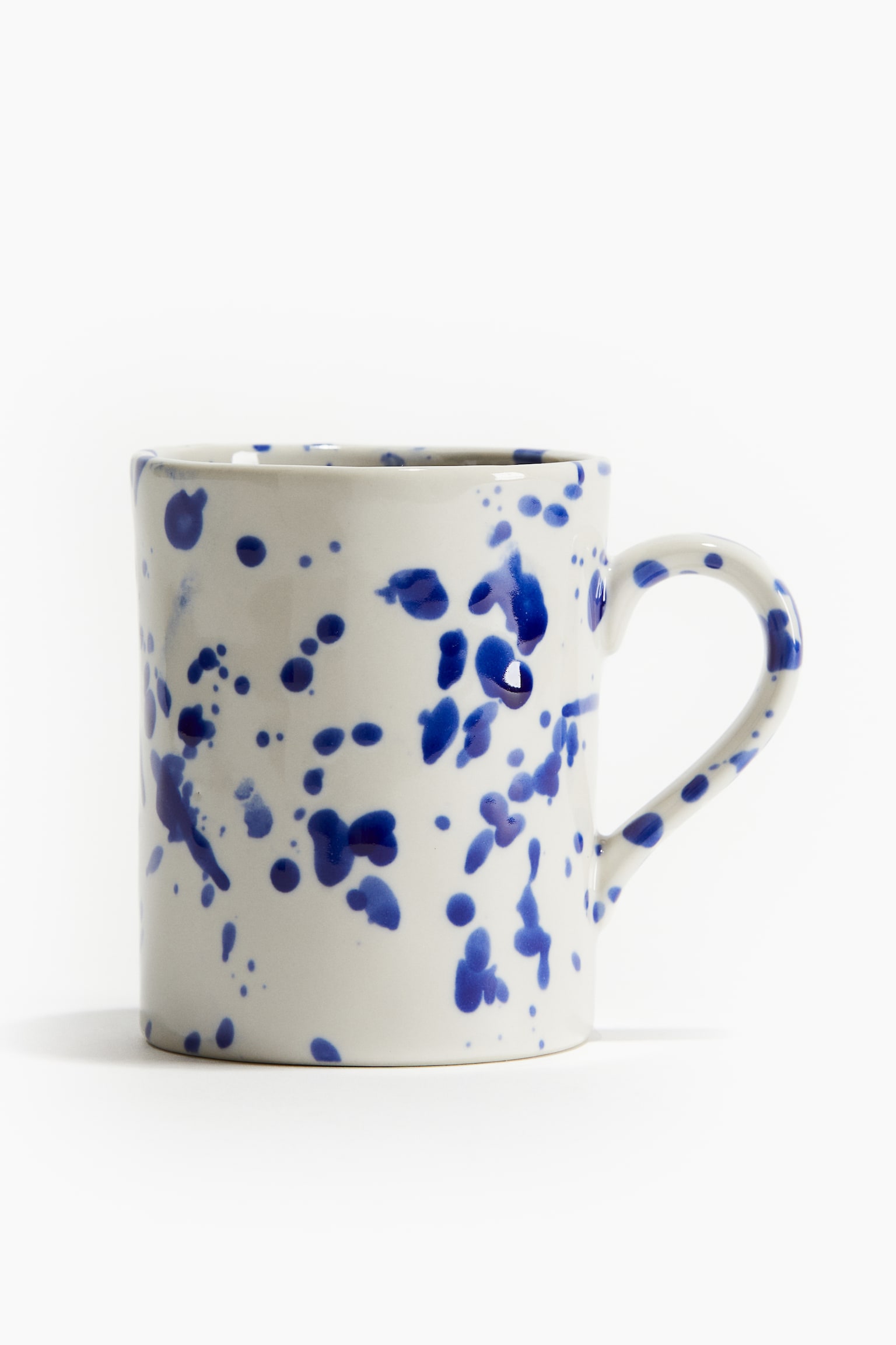 Speckled-glaze stoneware mug - Natural white/Dark blue/Brown/Patterned - 1