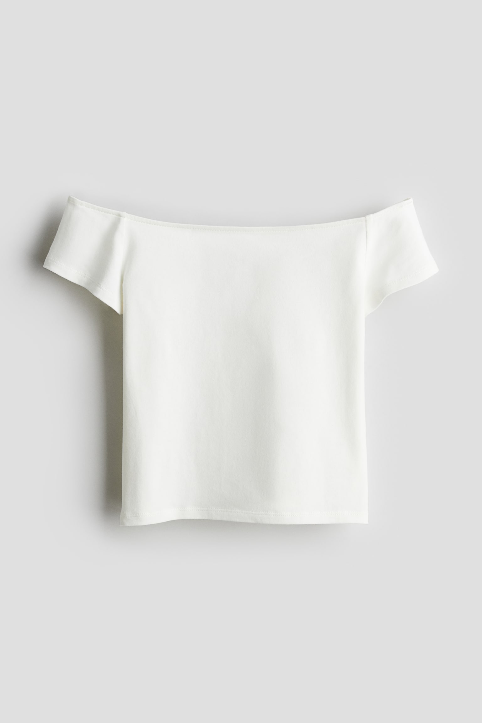 Off The Shoulder Jersey Top - White - 1