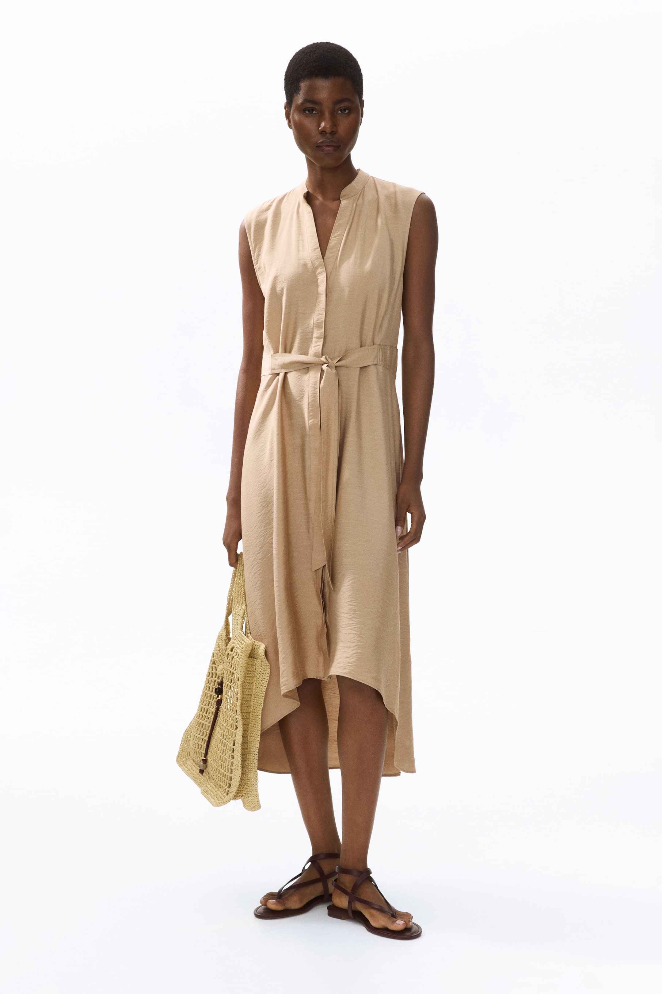 Robe chemisier avec ceinture à nouer