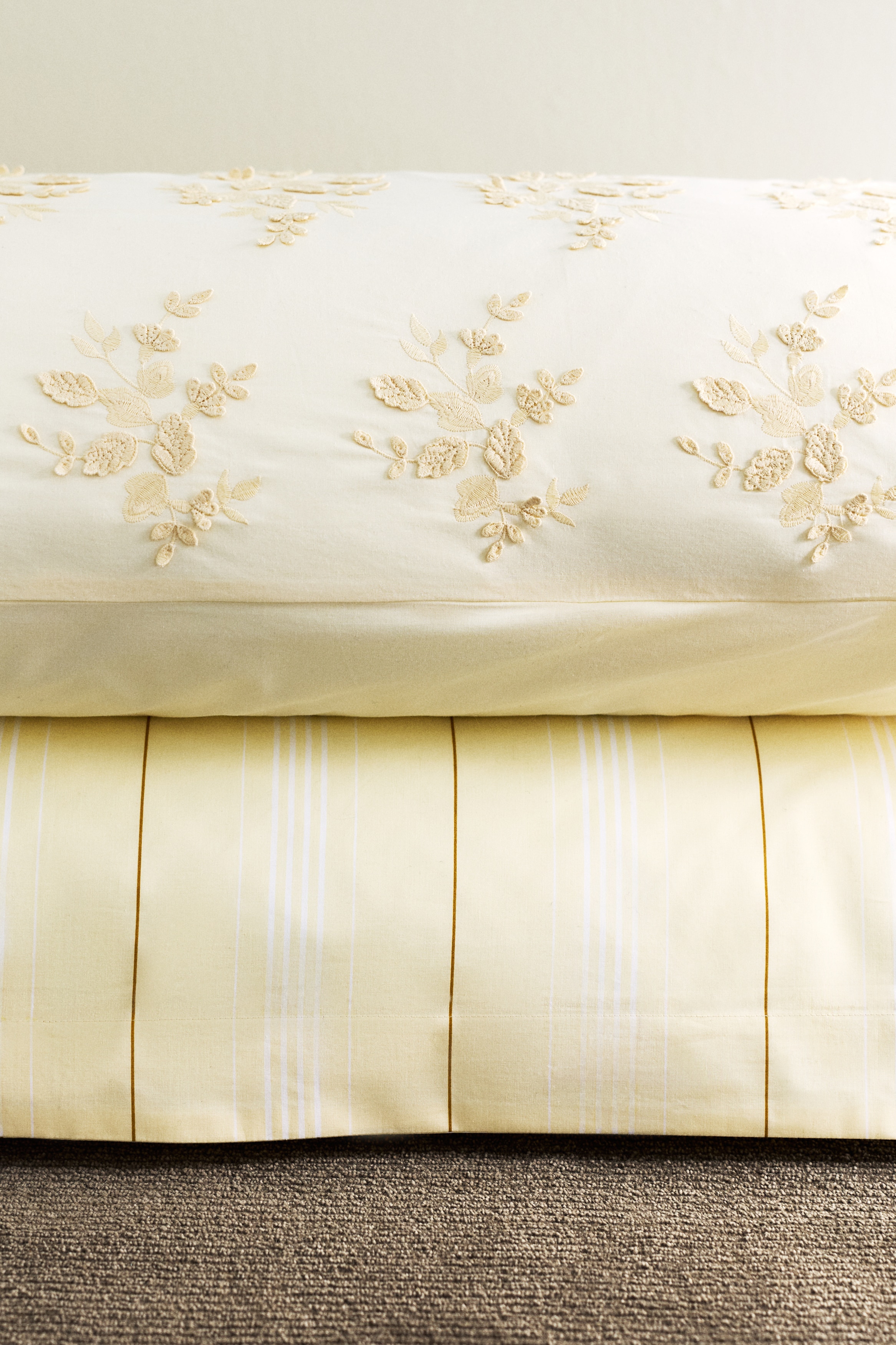 Kopfkissenbezug aus Baumwollperkal - Hellgelb/Gestreift/Hellblau/Gestreift/Grün/Gestreift/Puderrosa/Gestreift