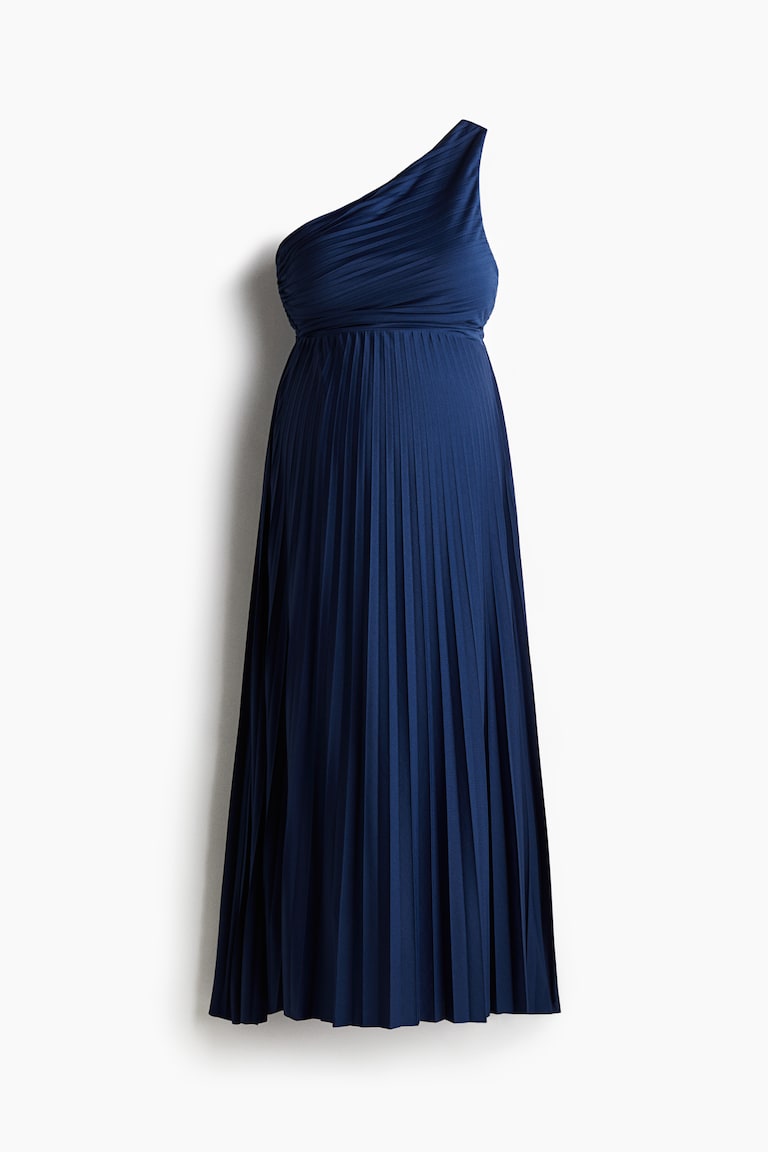 h&m blue one shoulder dress Ladies - Light Blue Crinkled One-Shoulder Dress - Size: L