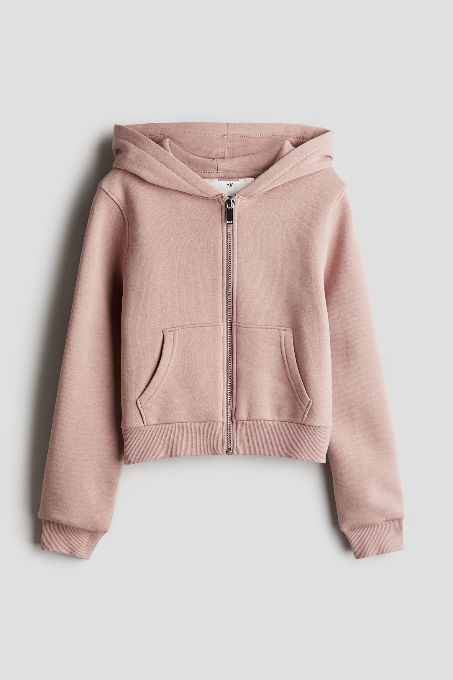 Zip-through hoodie - Dusty pink/White - 1