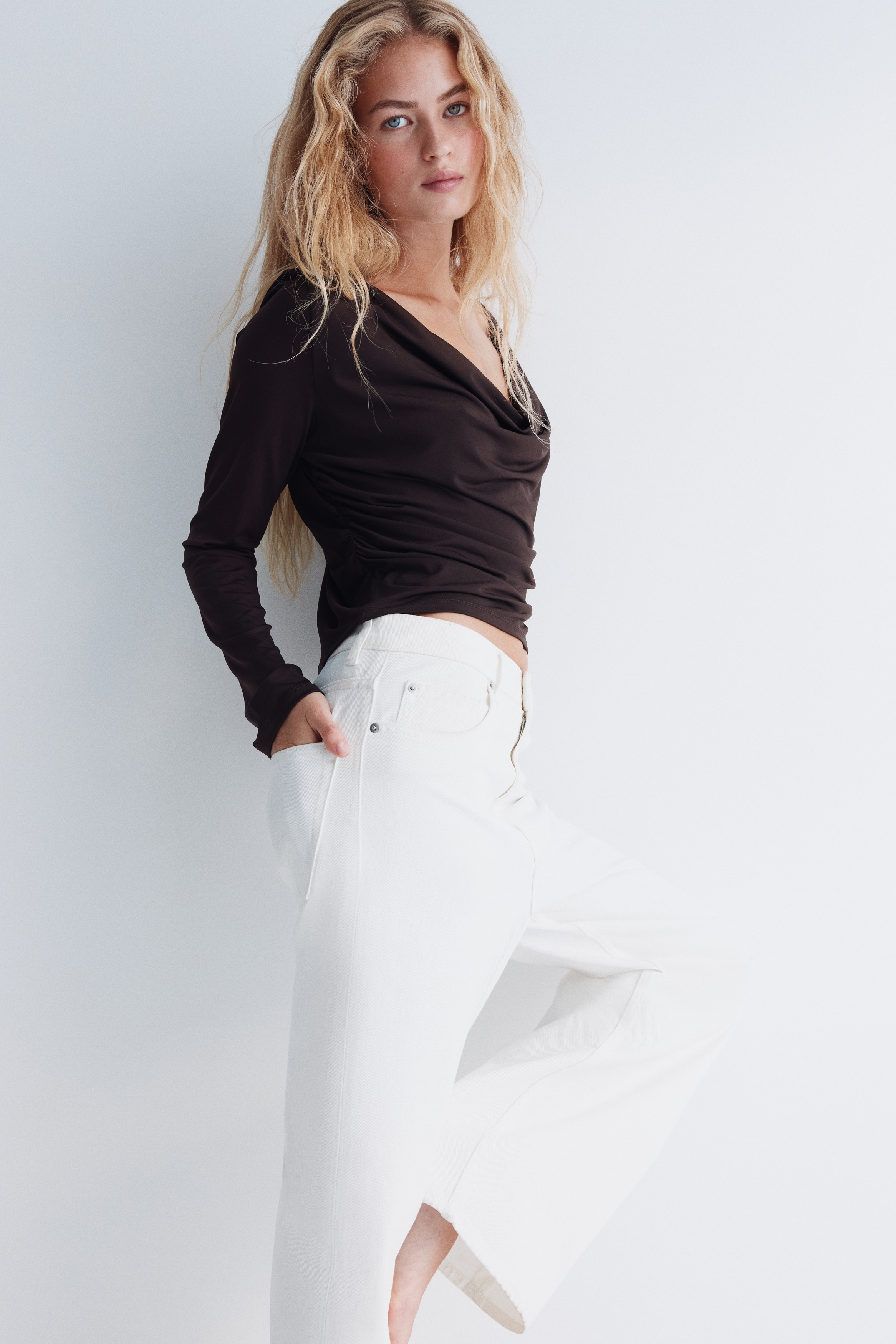 Draped jersey top