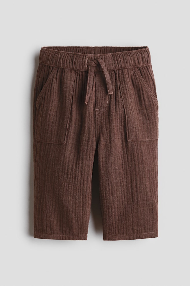Cotton Muslin Pants - Dark brown/Dark green - 1