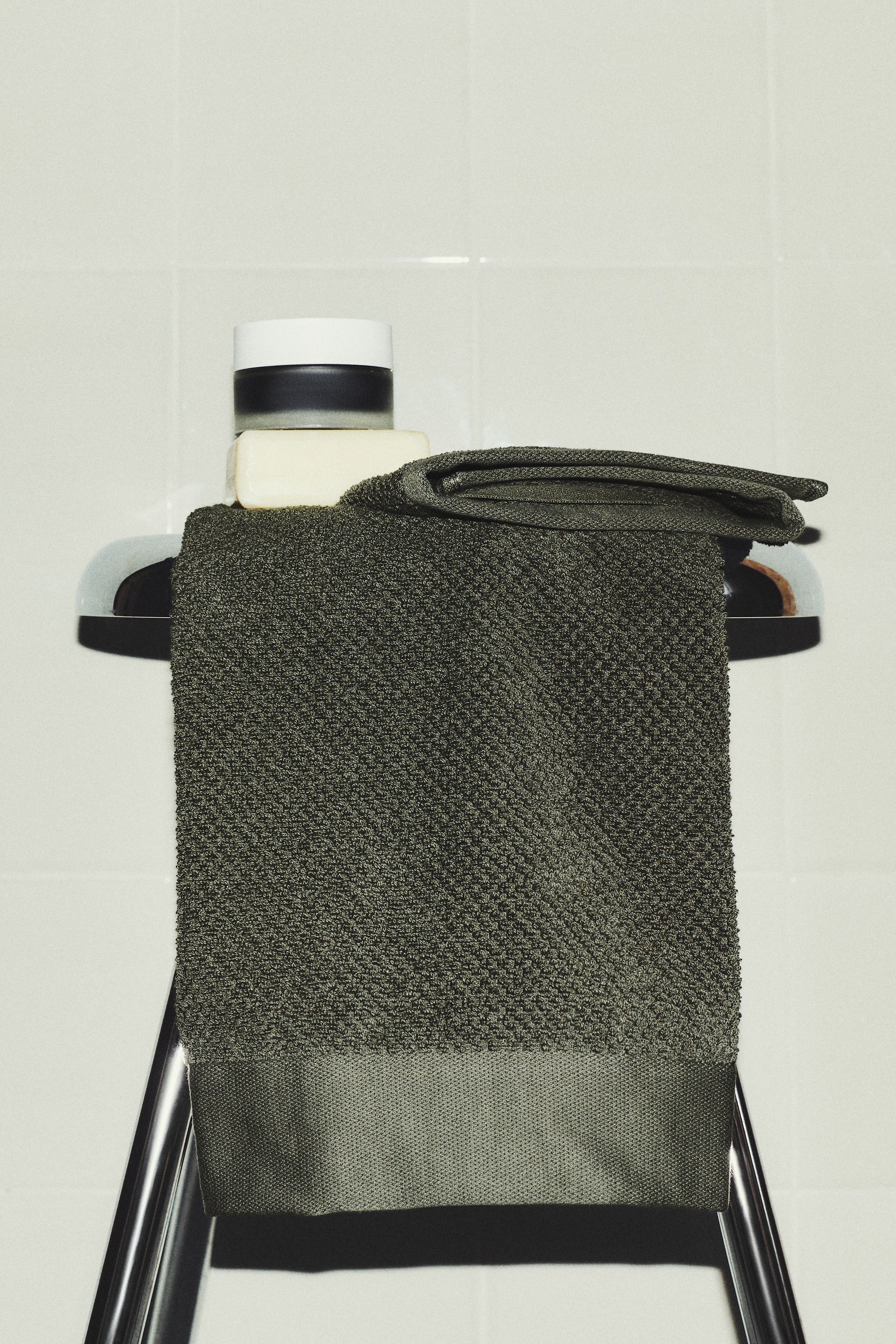 Cotton terry hand towel-Dark green