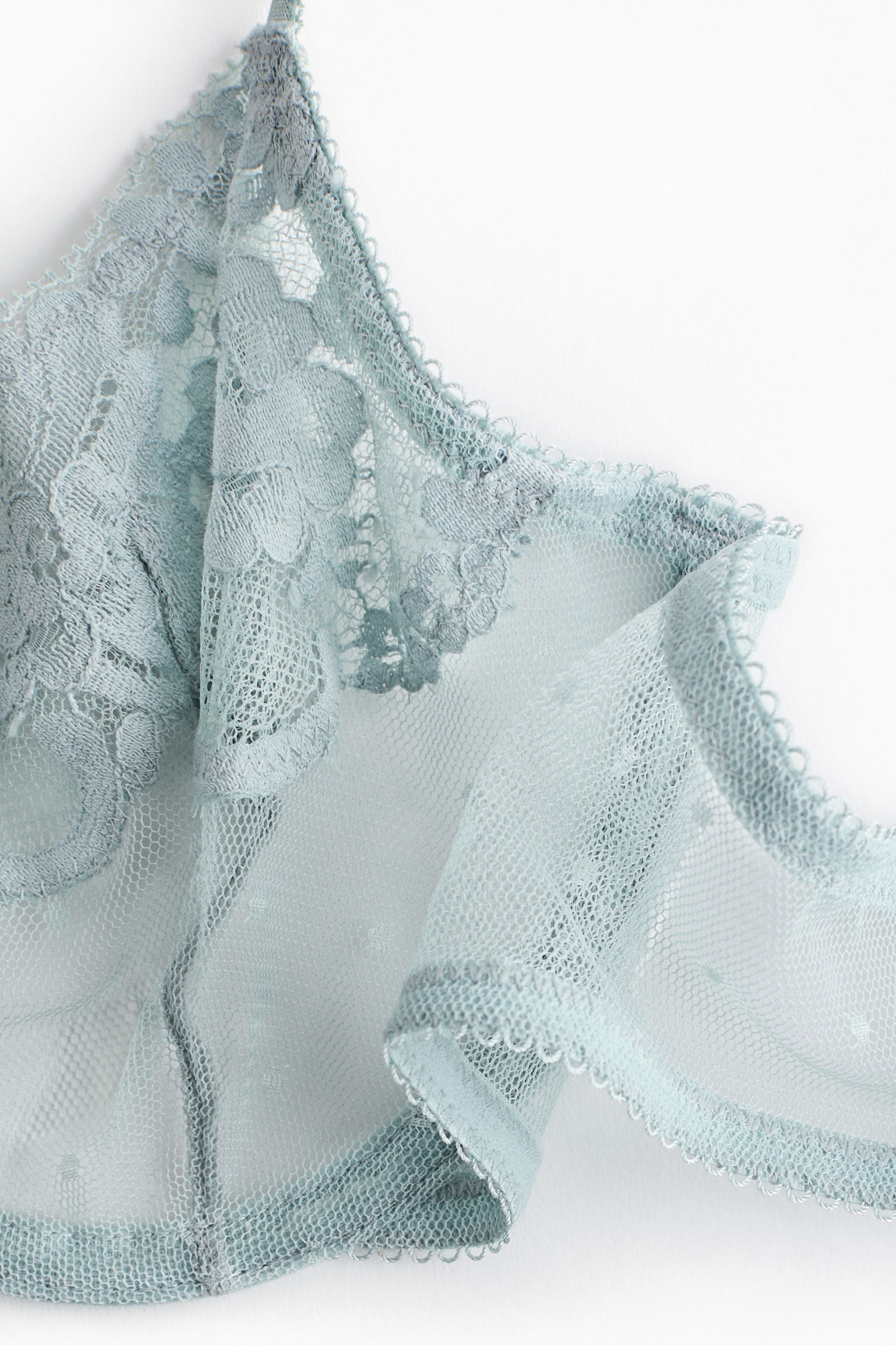 Мереживний бюстгальтер на кісточках - Світло-бірюзовий/Блідо-бежевий - 5