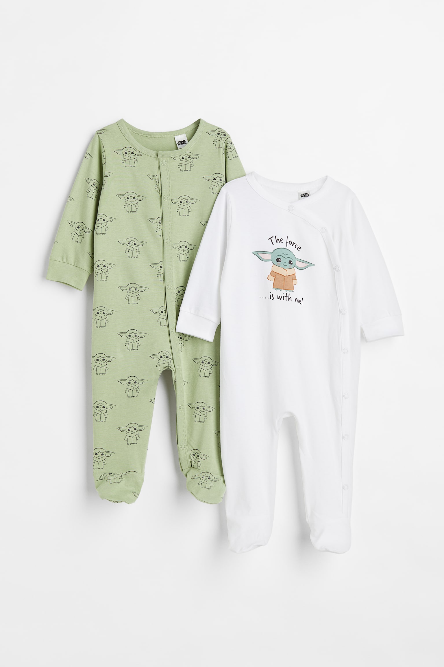 2-pack Print Cotton Coverall Pyjamas - Light green/The Mandalorian/Light pink/Care Bears - 1