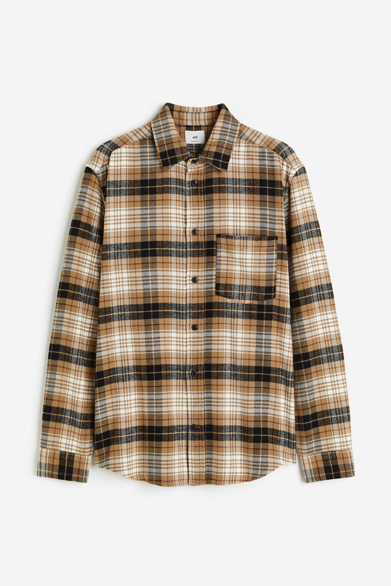 Regular Fit Flannel shirt Beige/Checked Men H&M