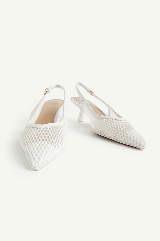 MESH LOGO SLINGBACKS IN BEIGE LAMBSKIN