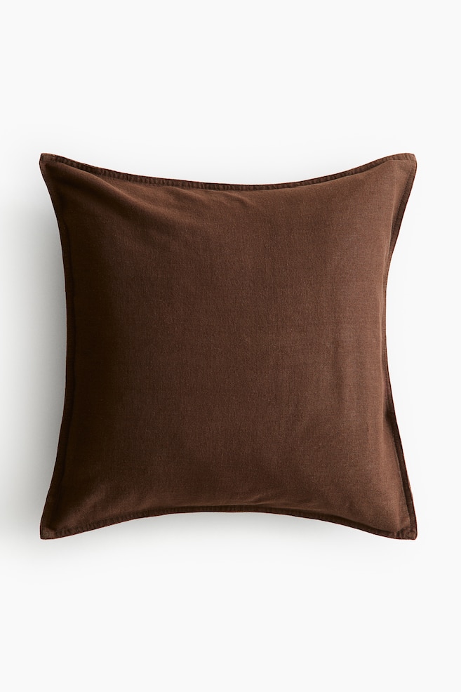 Housse de coussin en lin mélangé - Marron foncé/Taupe/Marron ancien/Vert kaki foncé/Bleu ancien foncé/Taupe/Vert mousse/Blanc/Vert sauge/Blanc/Gris clair - 1