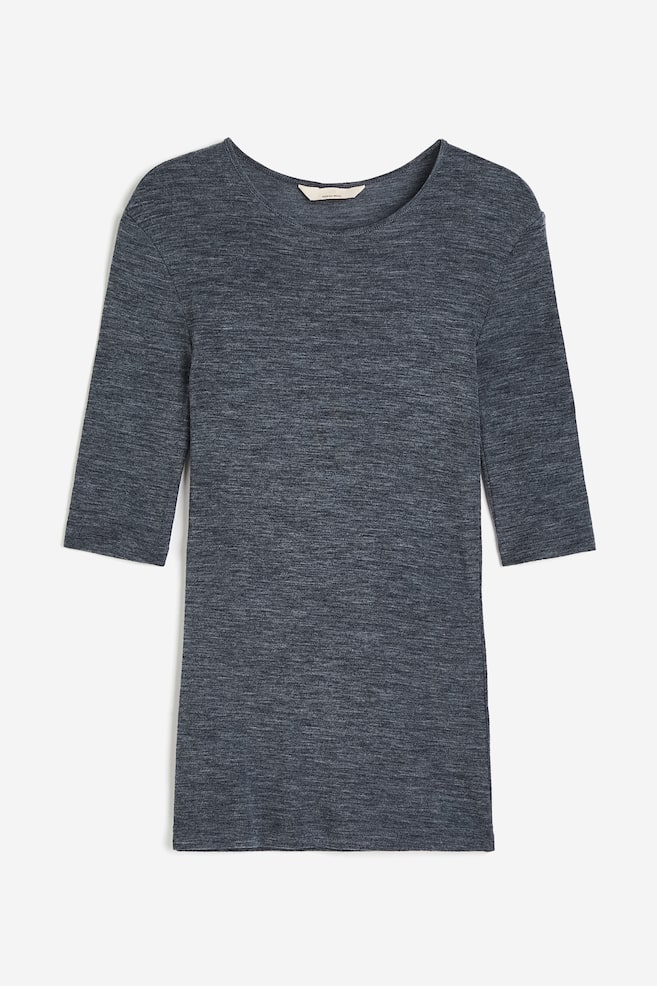 Wool T-shirt - Dark grey marl/Dark mole/Black - 2