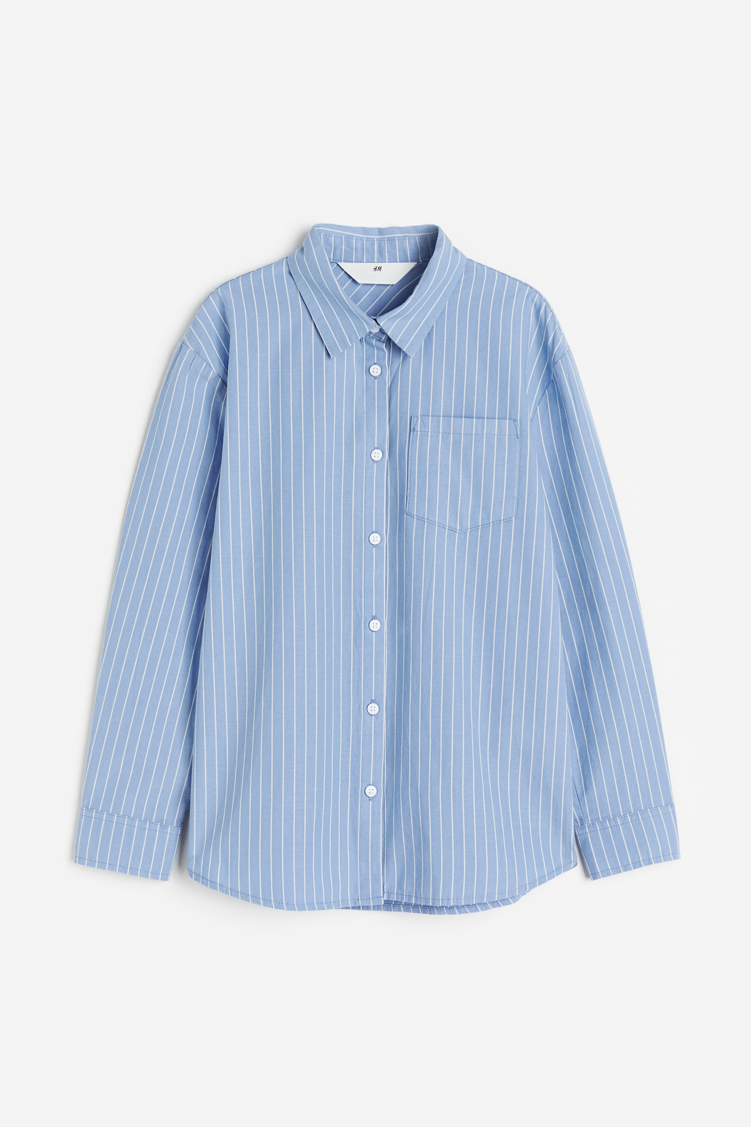 Cotton poplin shirt - Blue/Striped - 1