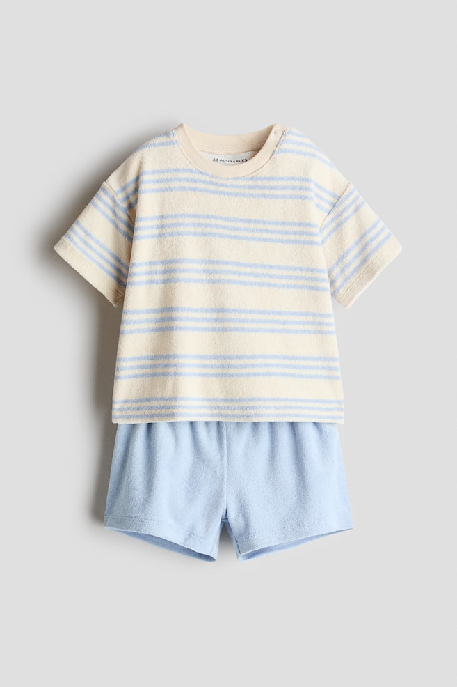 2-piece terry set - Yellow/Blue striped/Dark beige/Striped - 1