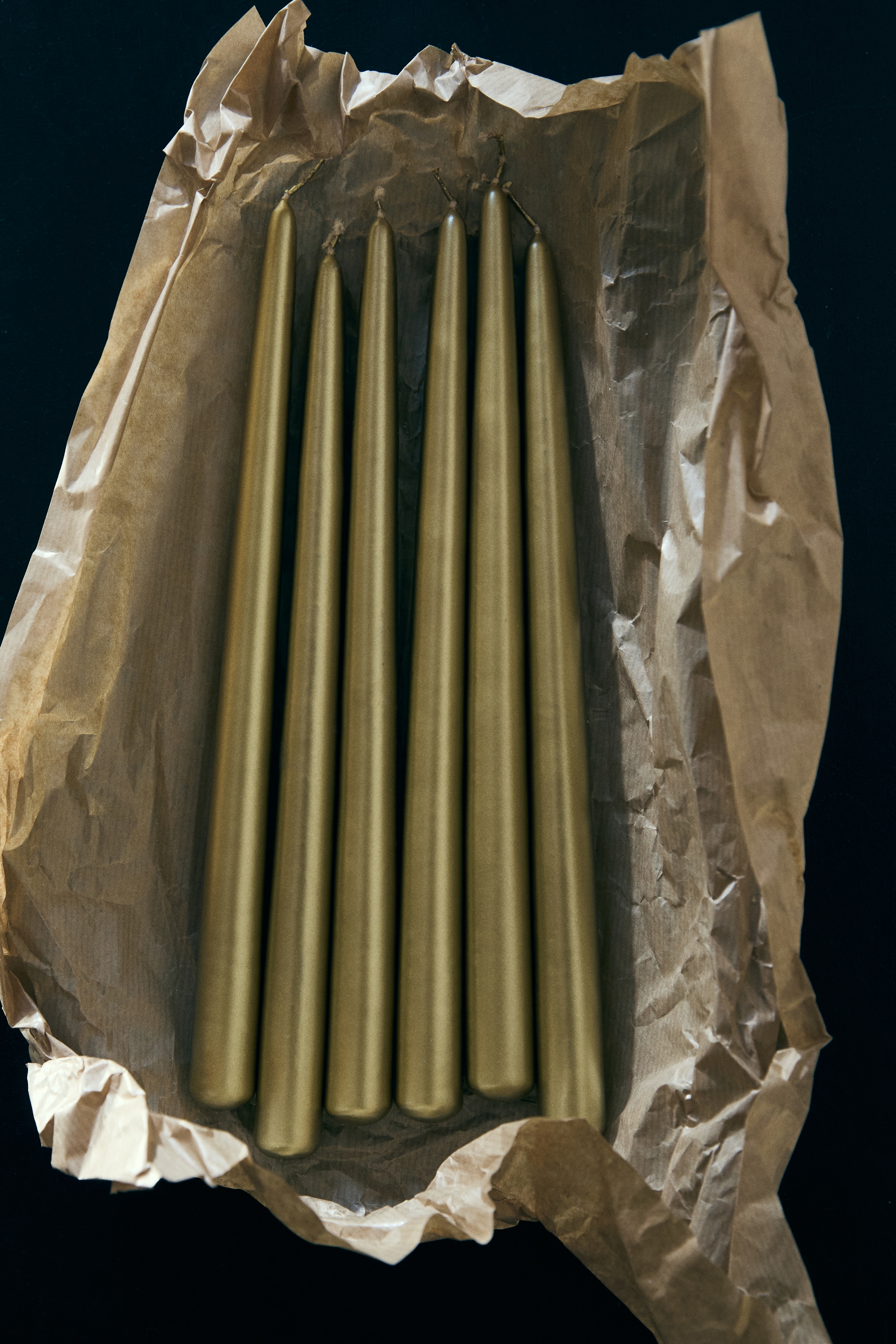 6-pack metallicskimrande antikljus - Guld