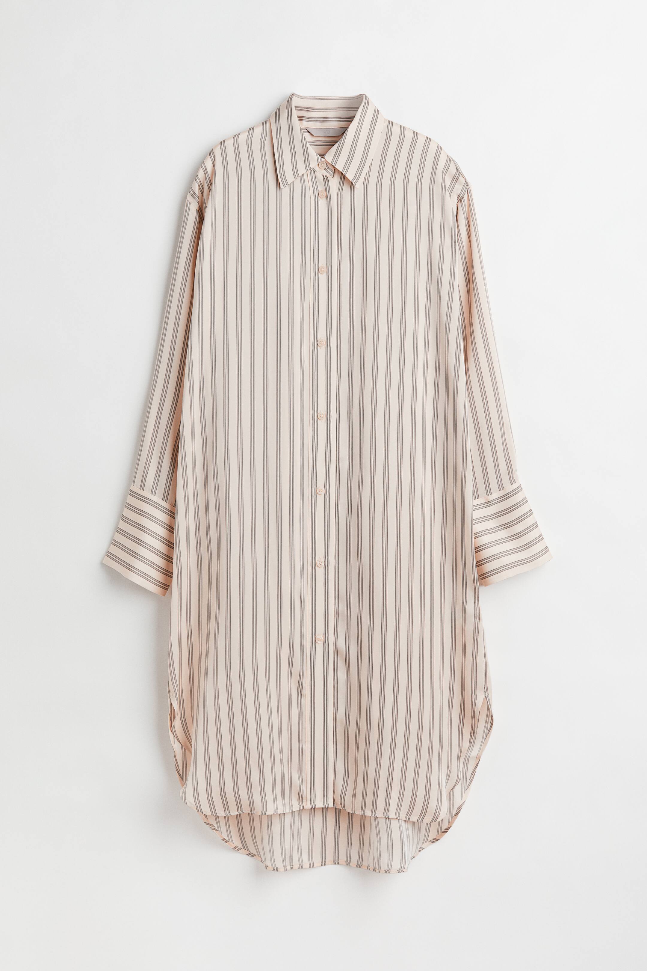 View larger image: Oversized shirt dress - Light beige/Striped - Ladies | H&M 1