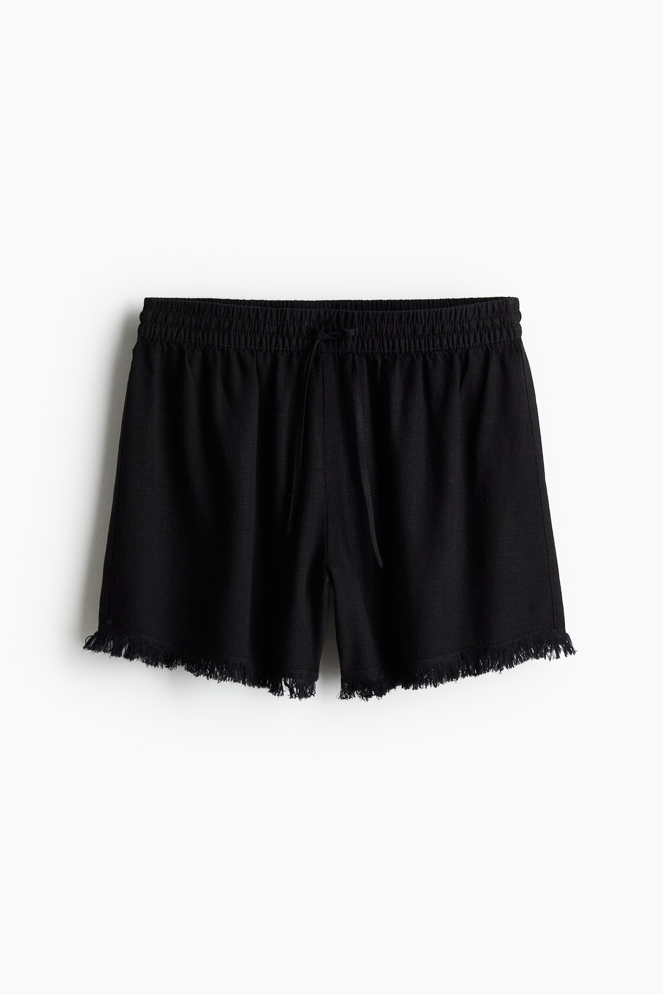 Linen-blend Pull-on Shorts - High waist - Short - Black - Ladies | H&M US