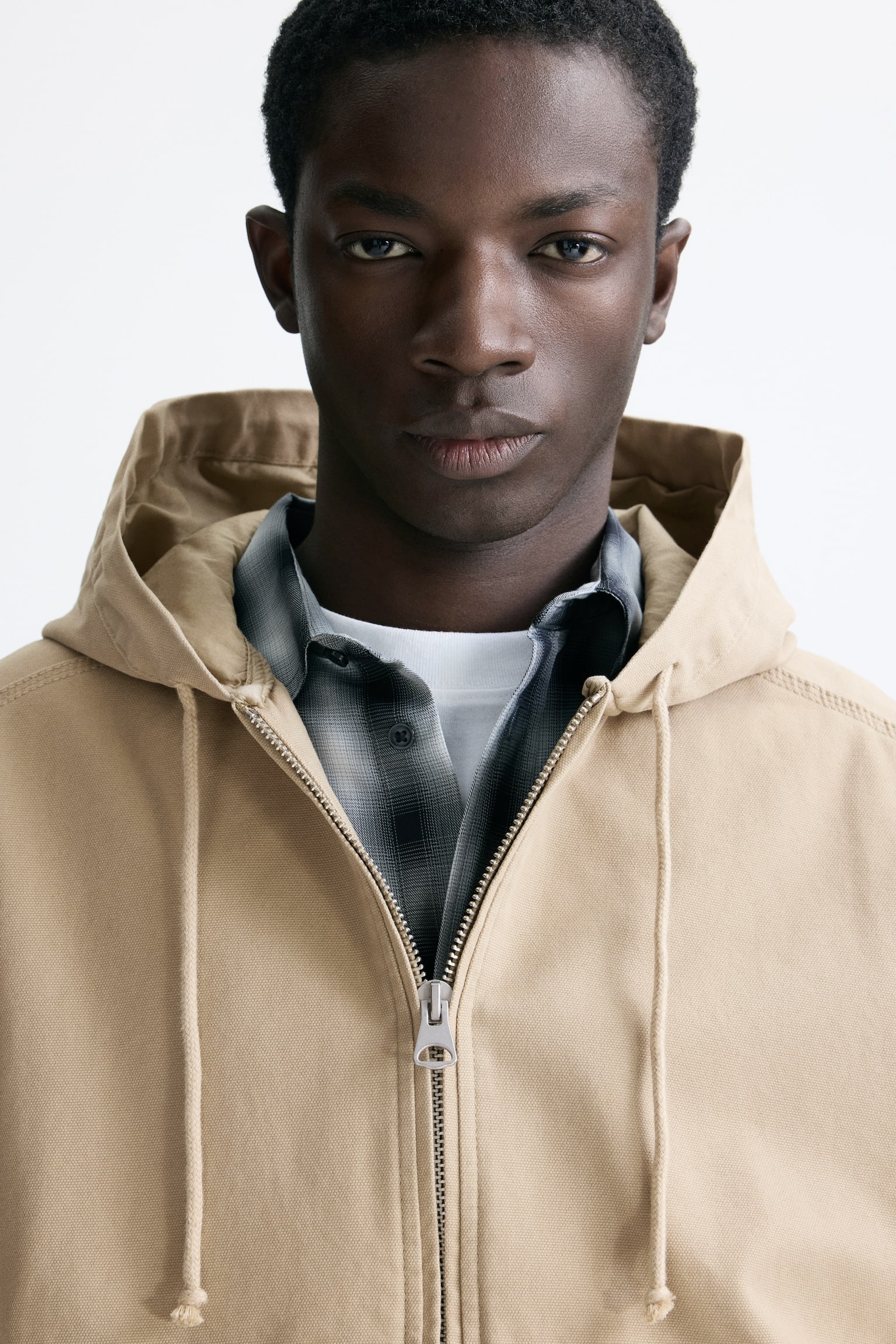 Мужская куртка H&M Hooded Workwear, цвет: Бежевый — фото 4