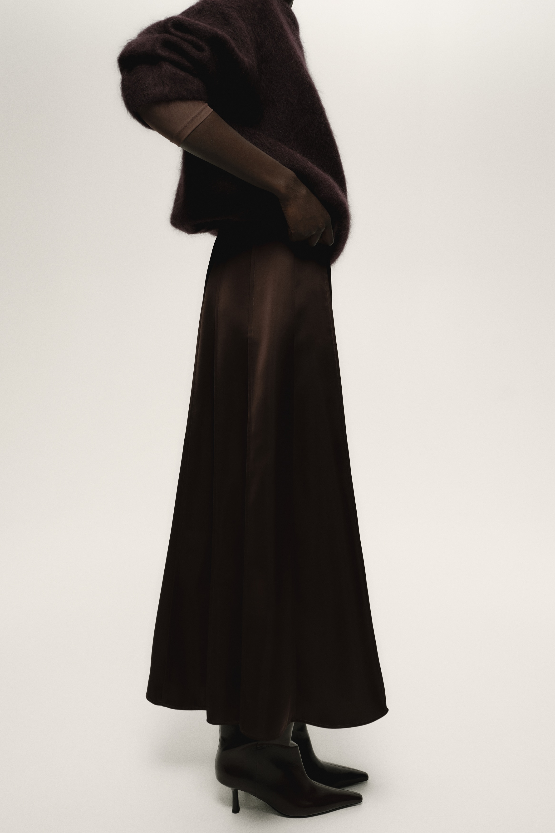 A-line satin skirt
