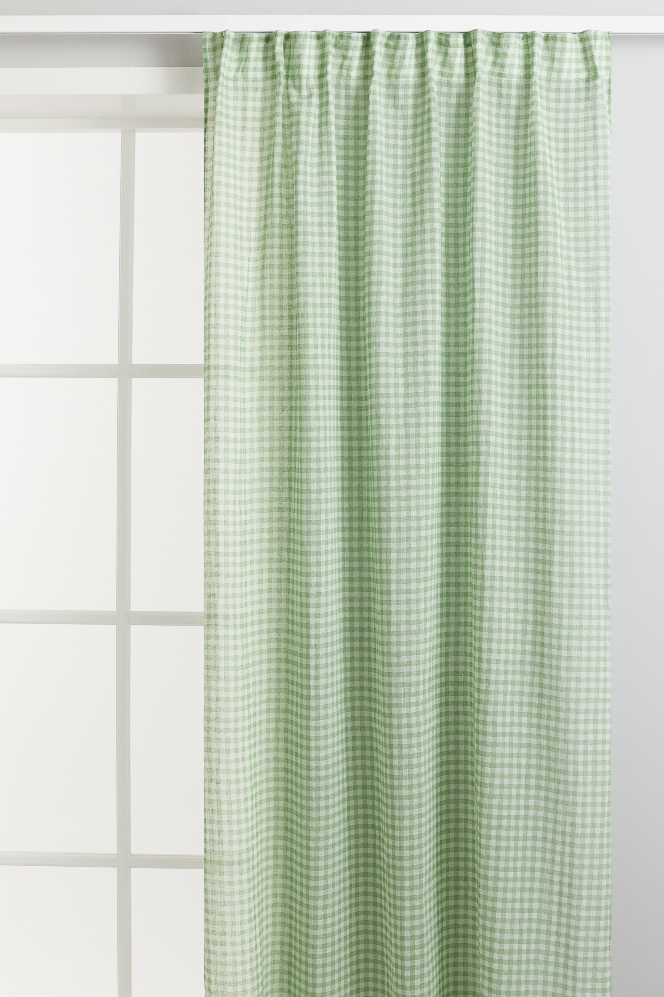 2-pack Checked Linen-blend Curtain Panels