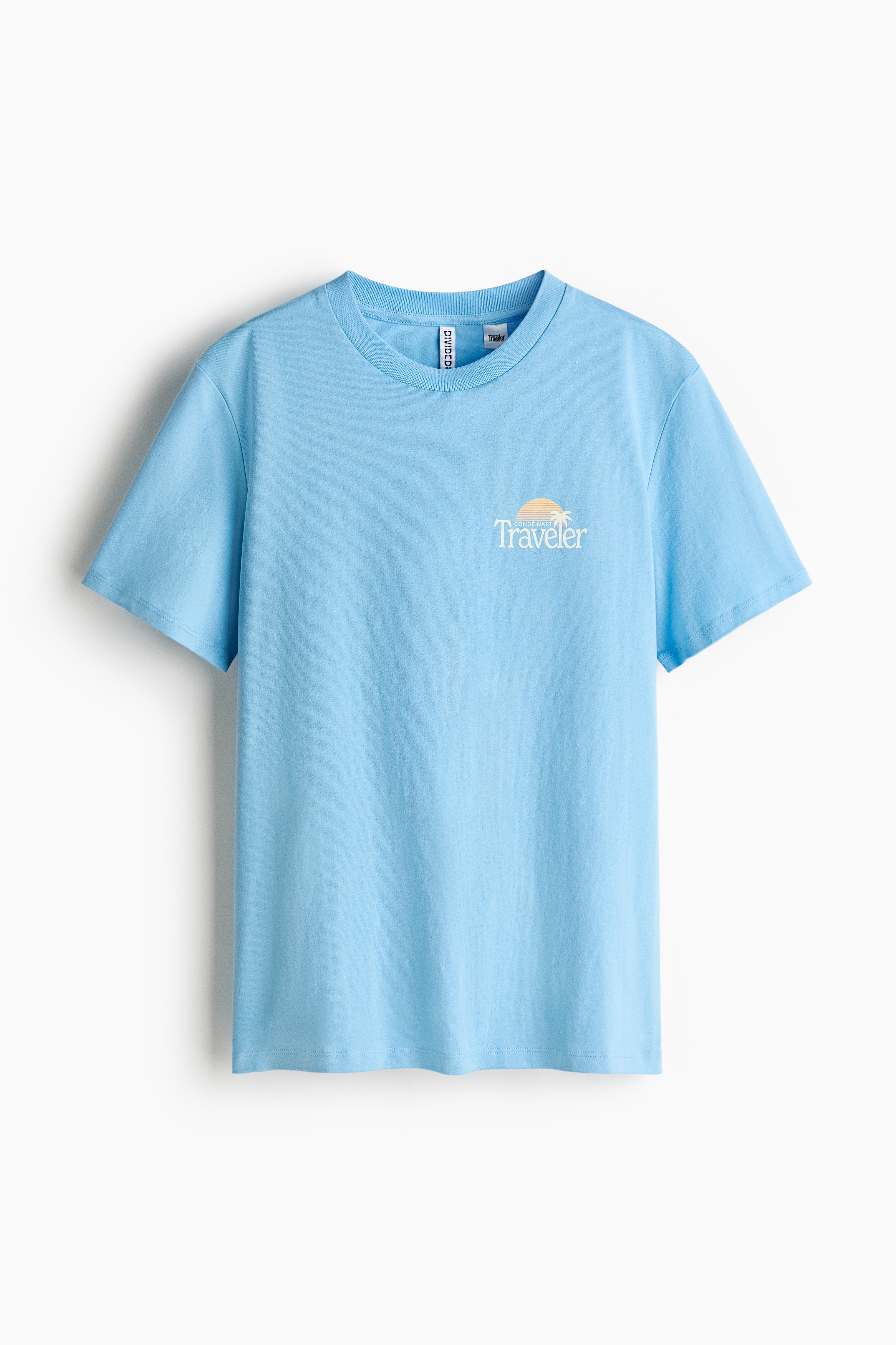 Printed Cotton T-Shirt - Blue/Condé Nast Traveler/Cream/The Pierce Archive