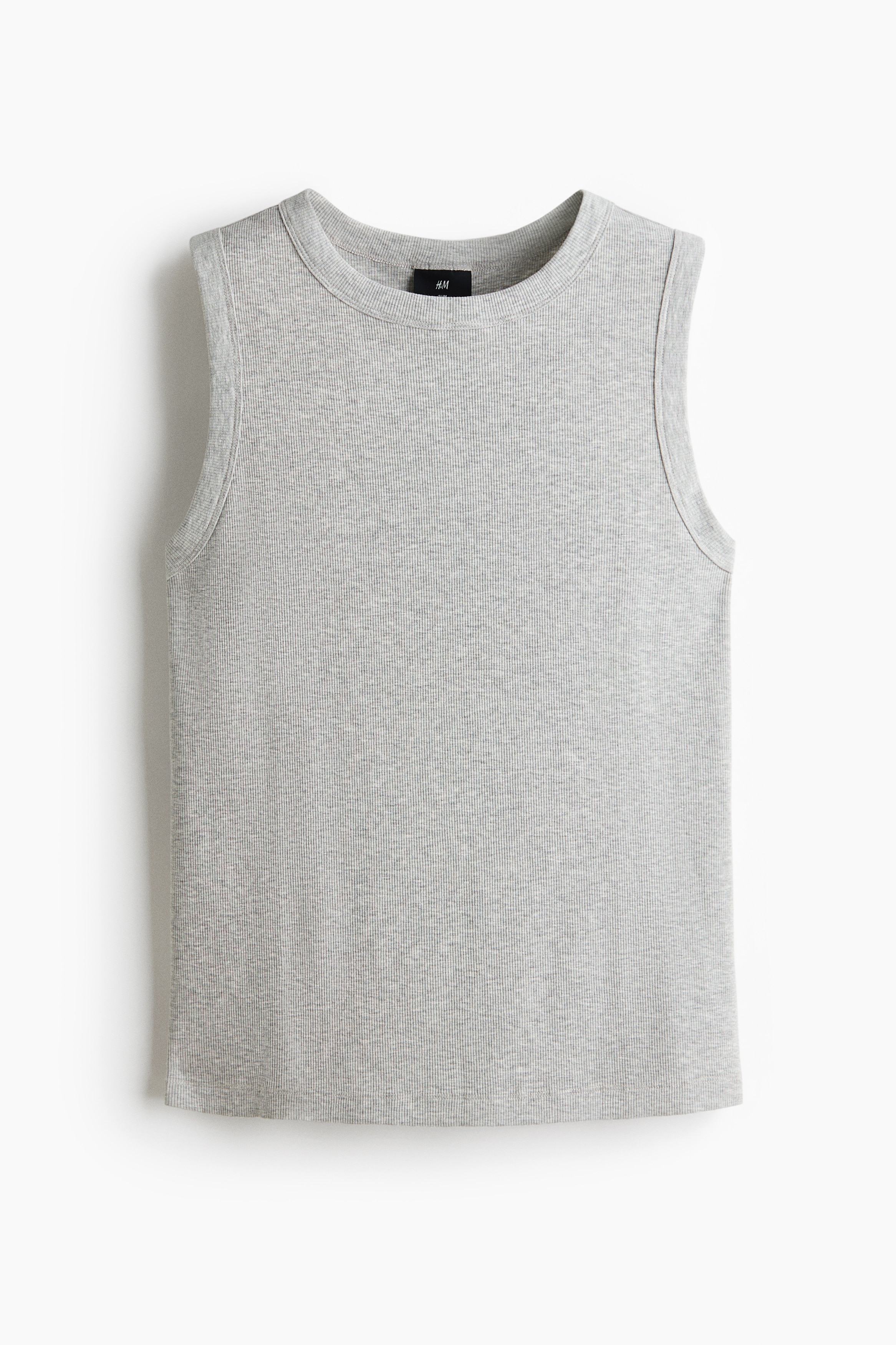 Slim-Fit Ribbed Tank Top - Light gray melange/Black/White