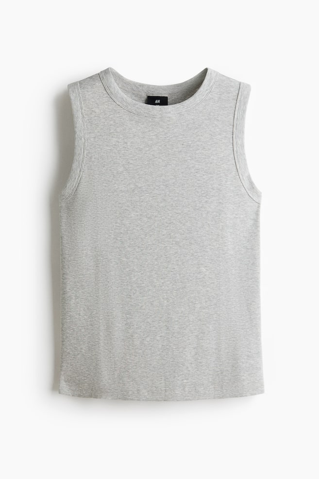 Débardeur côtelé Slim Fit - Gris clair chiné/Noir/Blanc - 1