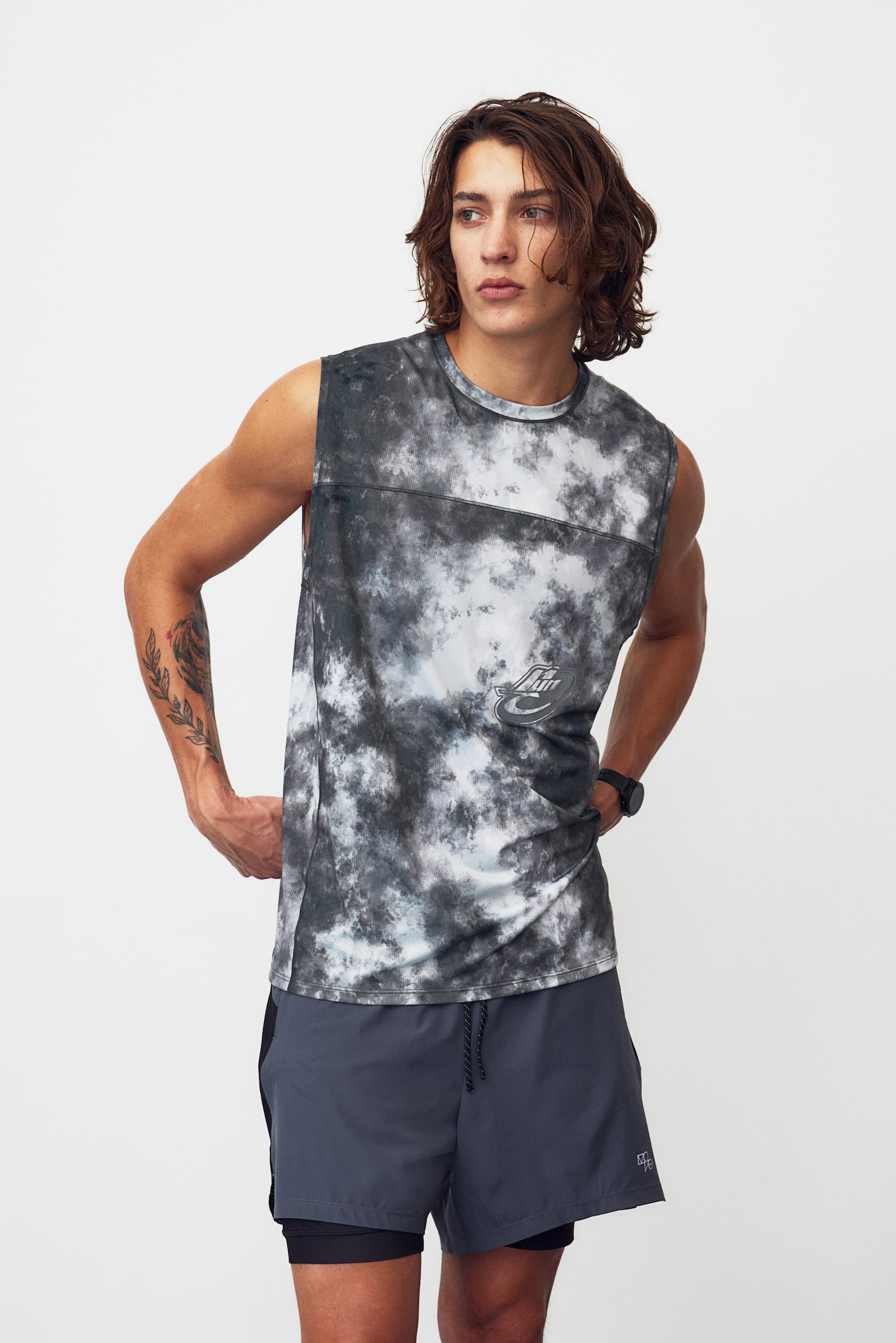 Regular Fit Running Tank In DryMove™ - Black/Tie dye/Dark grey/Runner/Black/Euphoric Run - 1