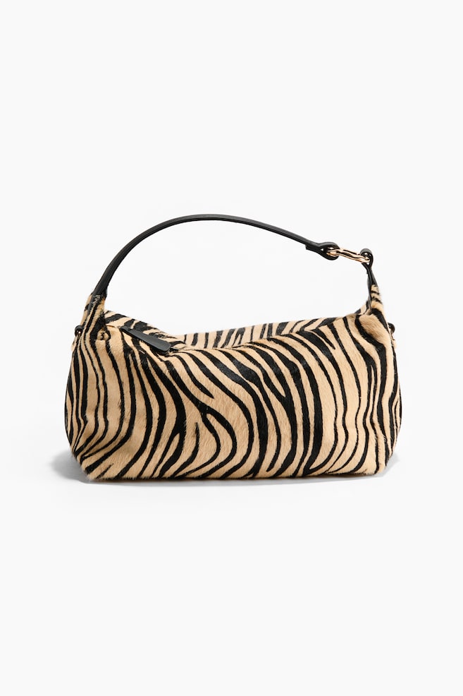 Leather crossbody bag - Black/Faux zebra - 1