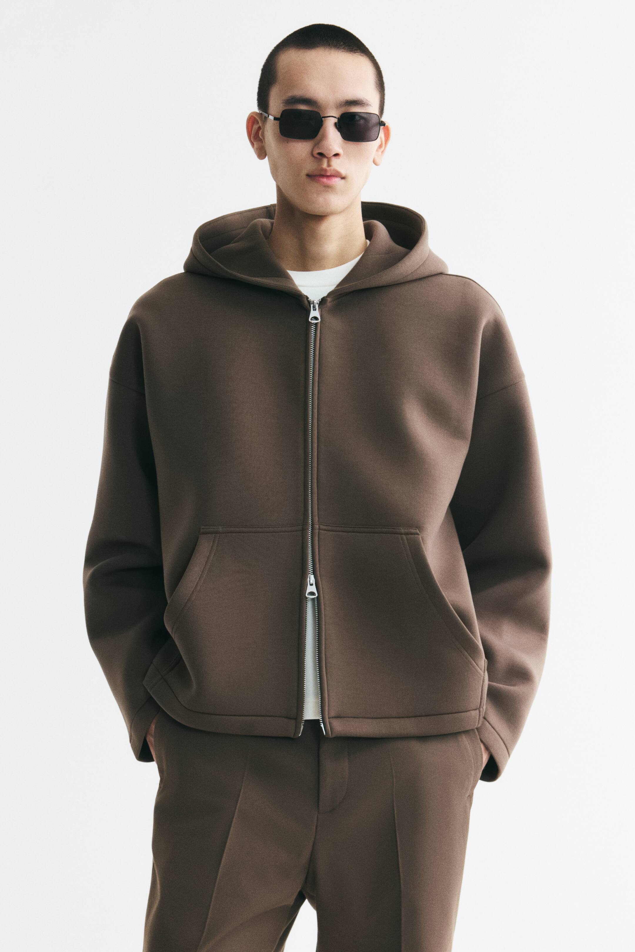 View larger image: Oversized Scuba Hooded Jacket - Dark taupe - Men | H&M CA 1