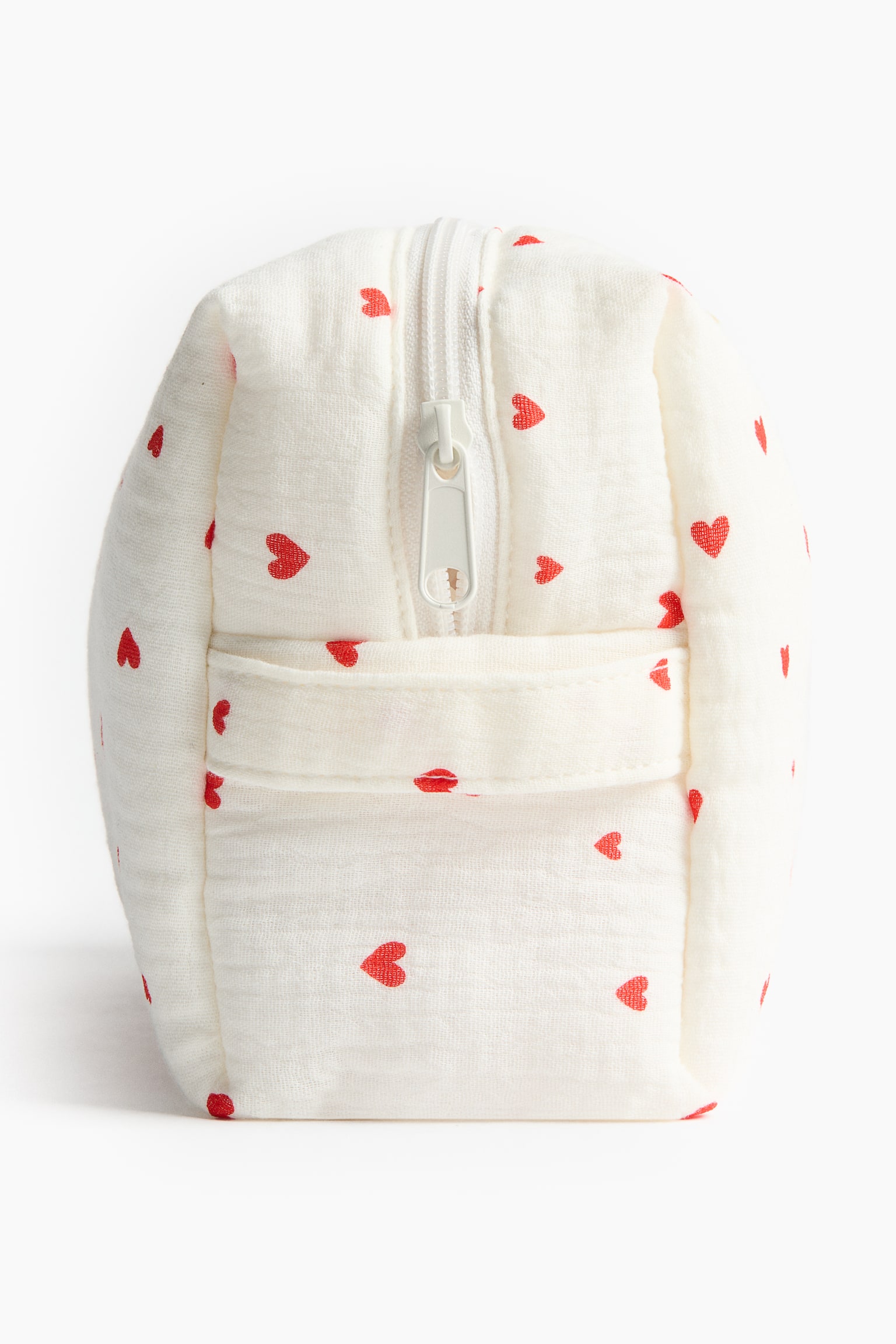 Cotton muslin changing bag - White/Hearts - 5
