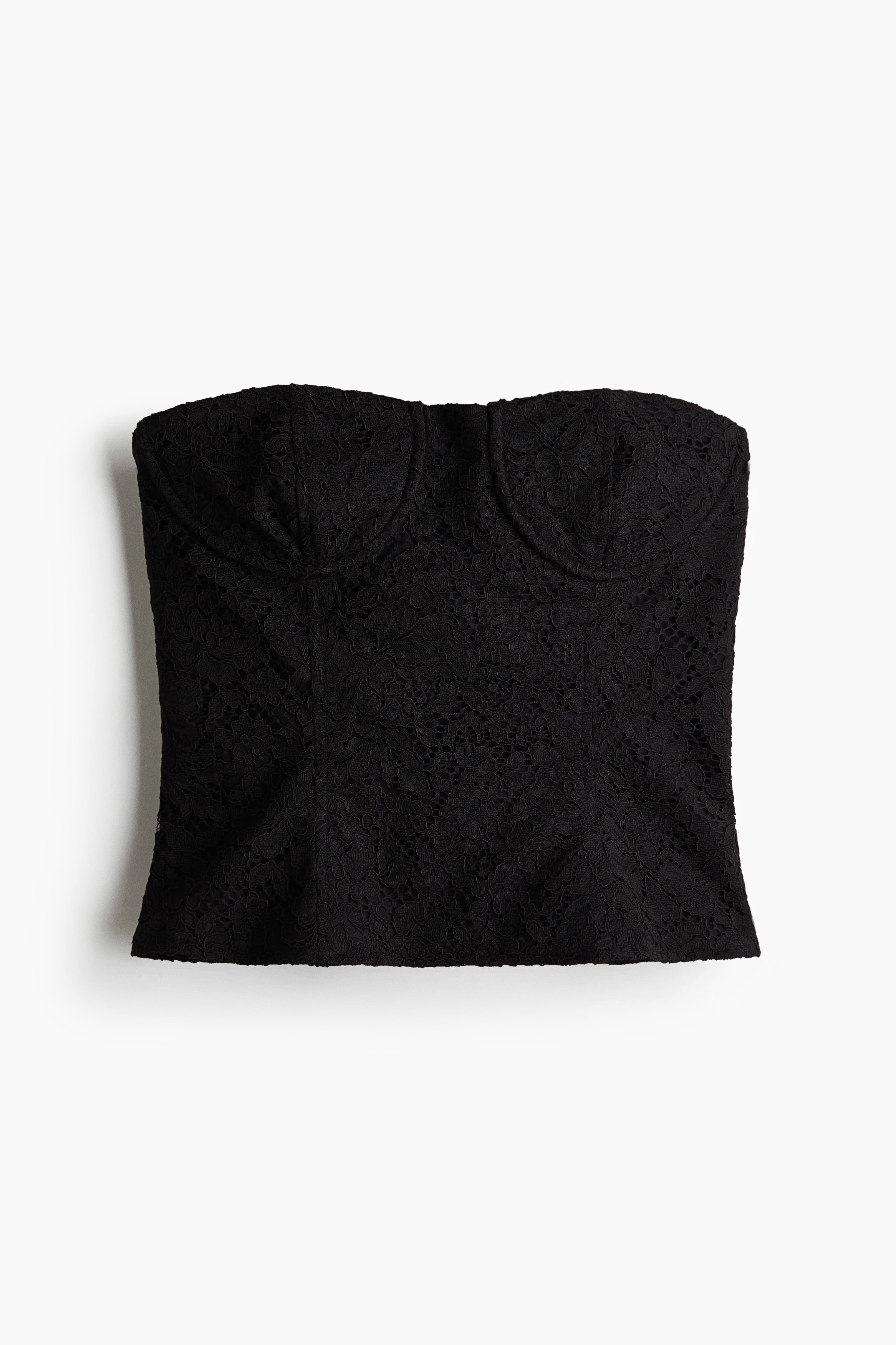 Top a bustier in pizzo - Nero