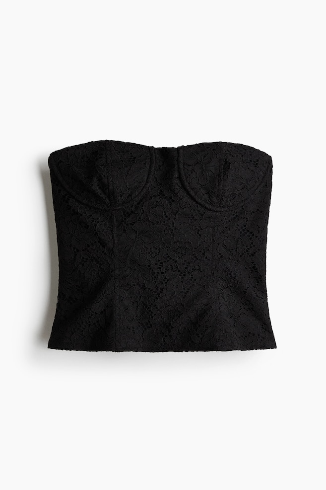 Top bustier de encaje - Negro - 1