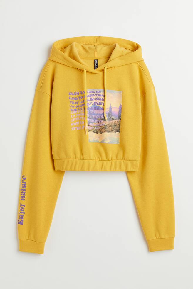 Printed cropped hoodie - Yellow/Enjoy - 1