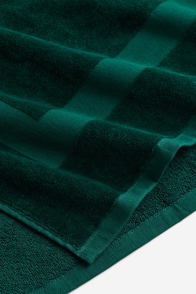 Velour bath towel - Emerald green/Dark blue/Light beige/Yellow  - 3