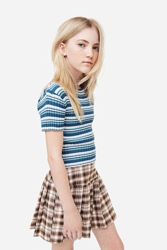 Pleated skirt - Dark beige/Checked/Black/Dogtooth-patterned/Green/Checked/Black - 3